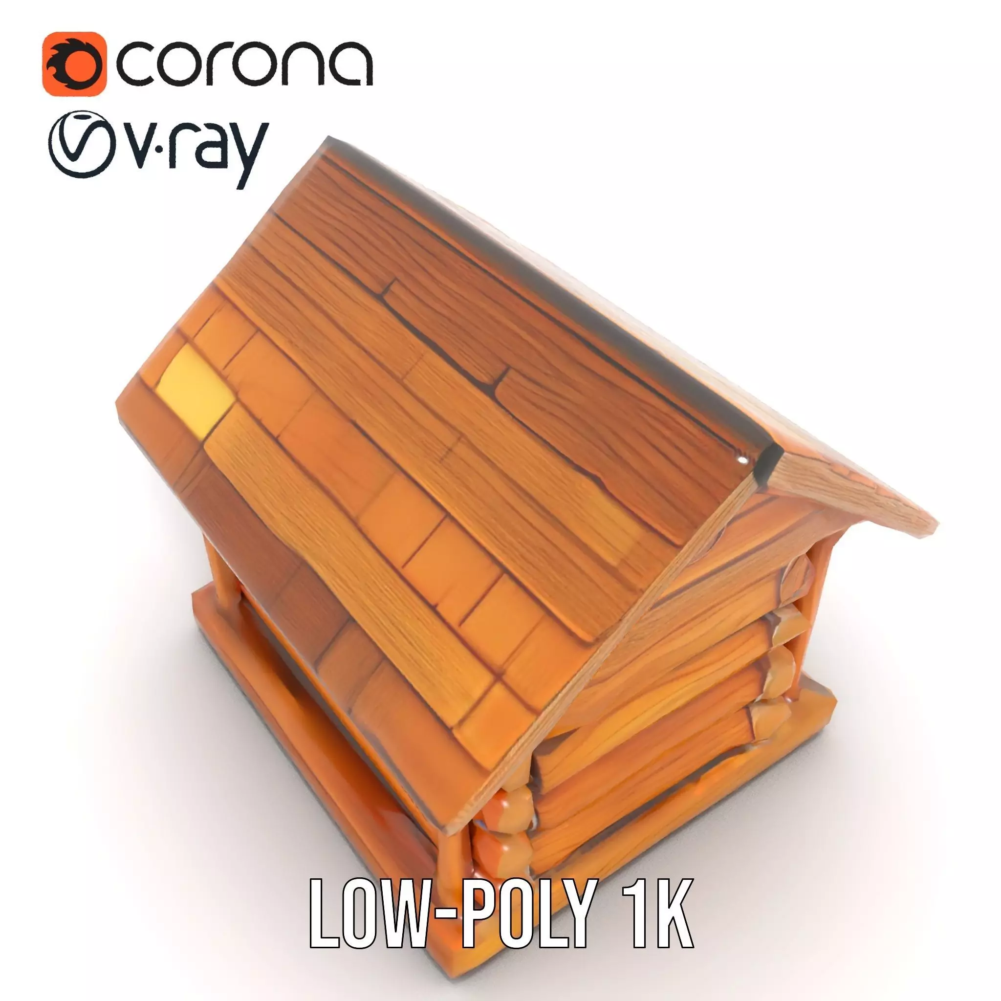 Rustic Log Cabin model pack Low-poly 3D model_7