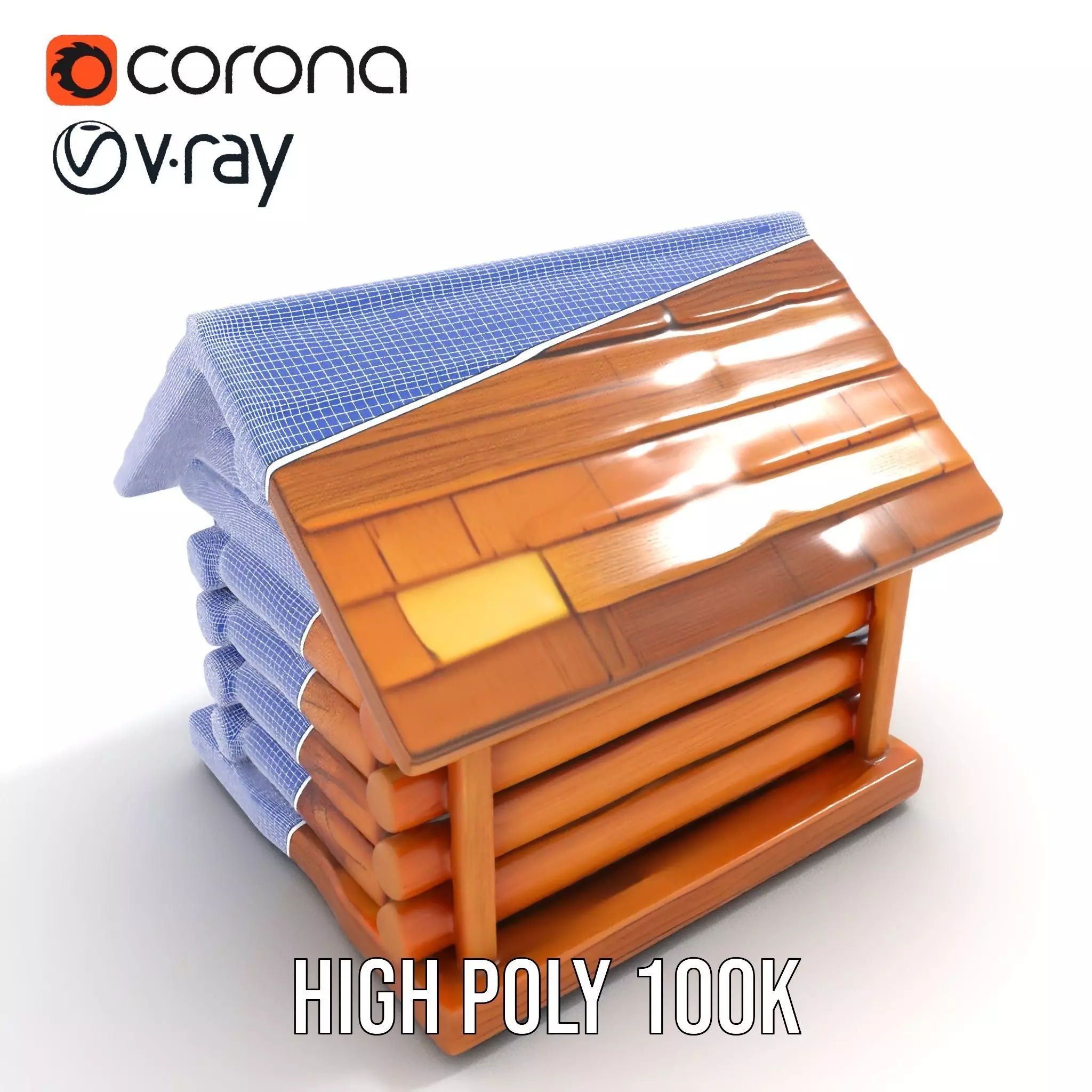 Rustic Log Cabin model pack Low-poly 3D model_32