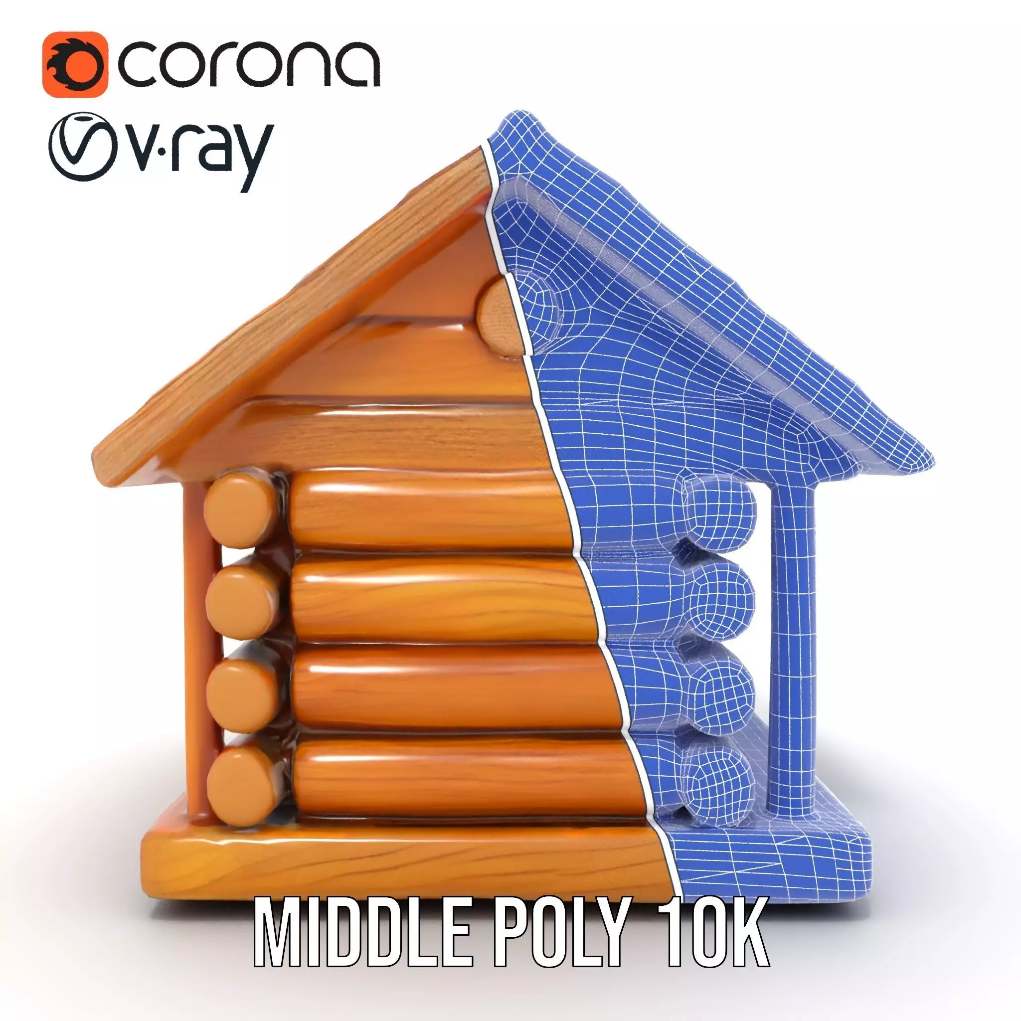 Rustic Log Cabin model pack Low-poly 3D model_21