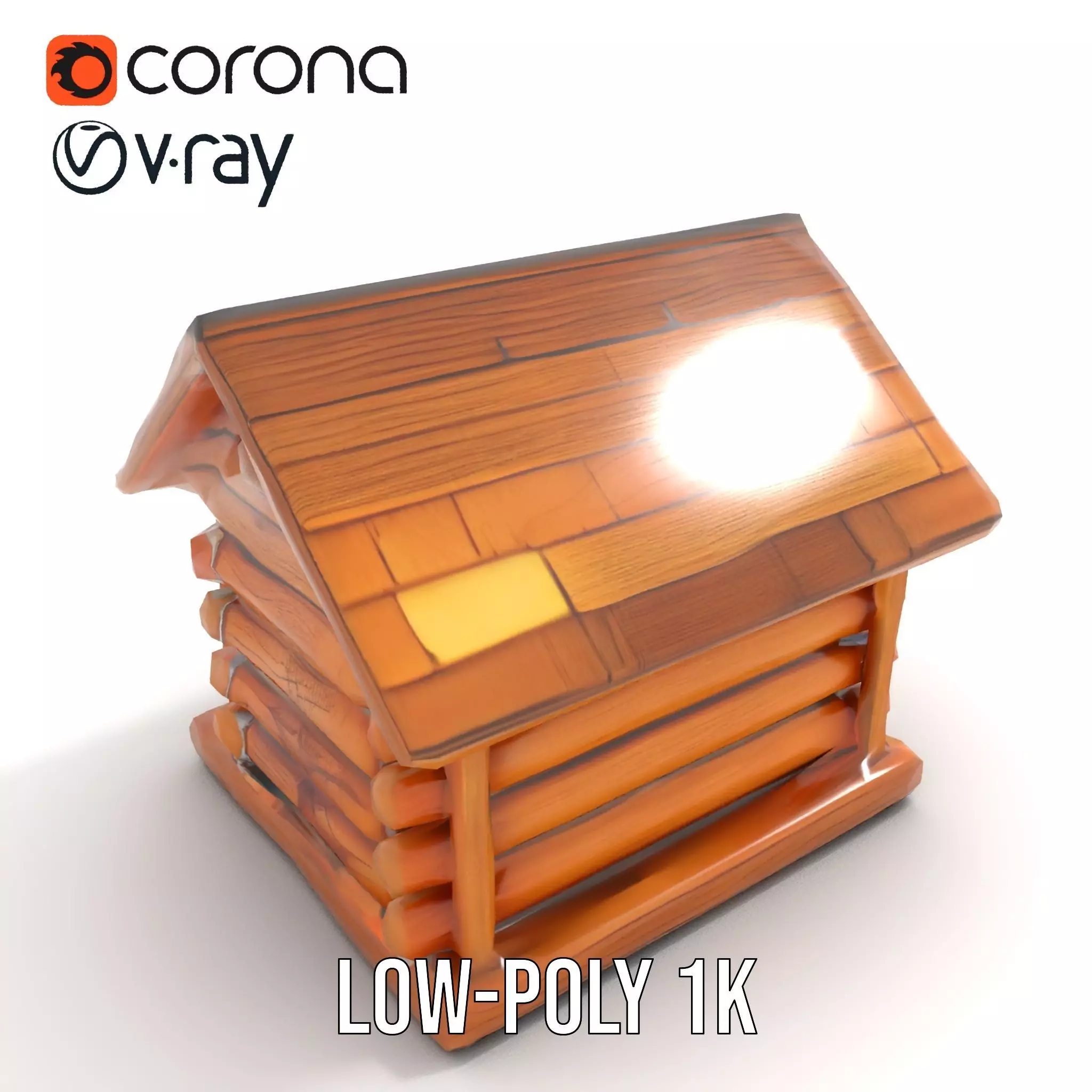 Rustic Log Cabin model pack Low-poly 3D model_19