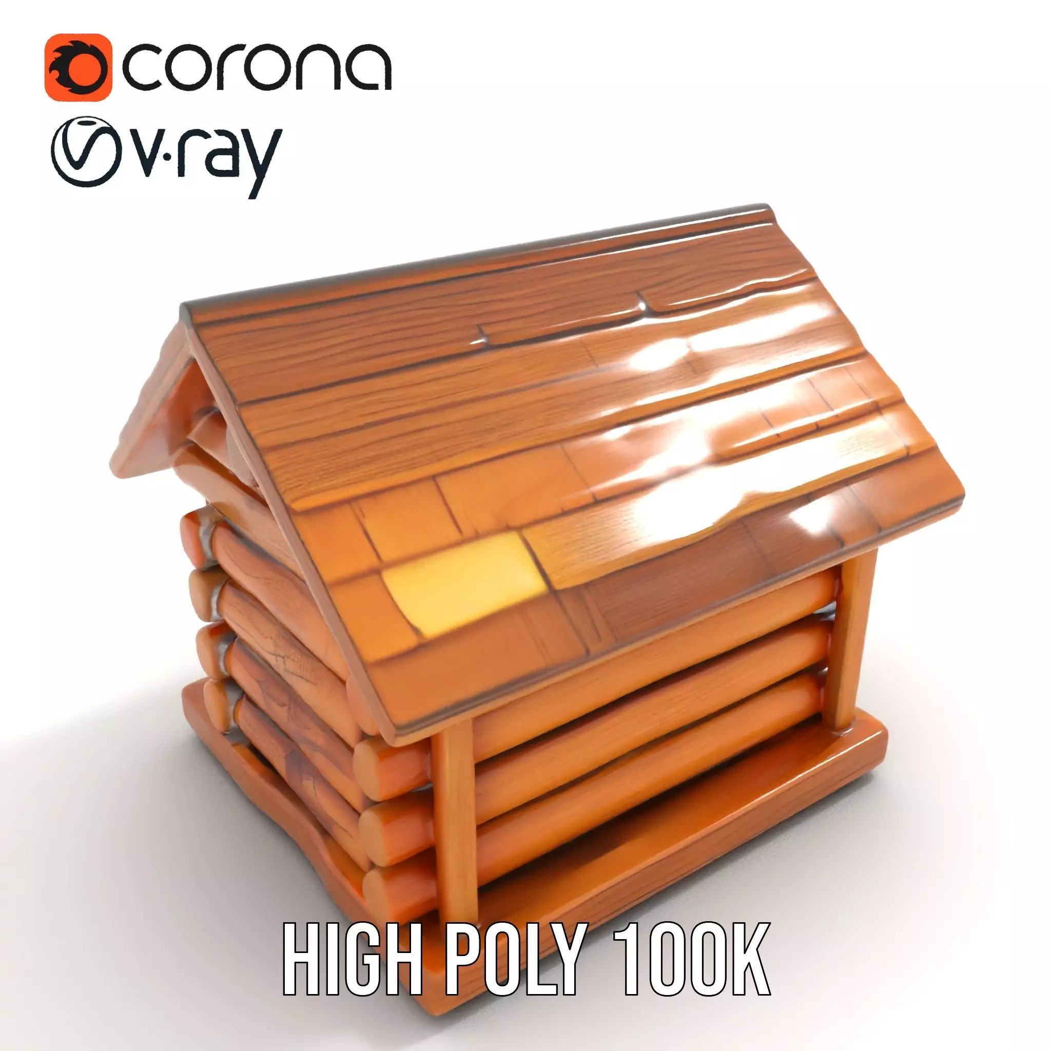 Rustic Log Cabin model pack Low-poly 3D model_17