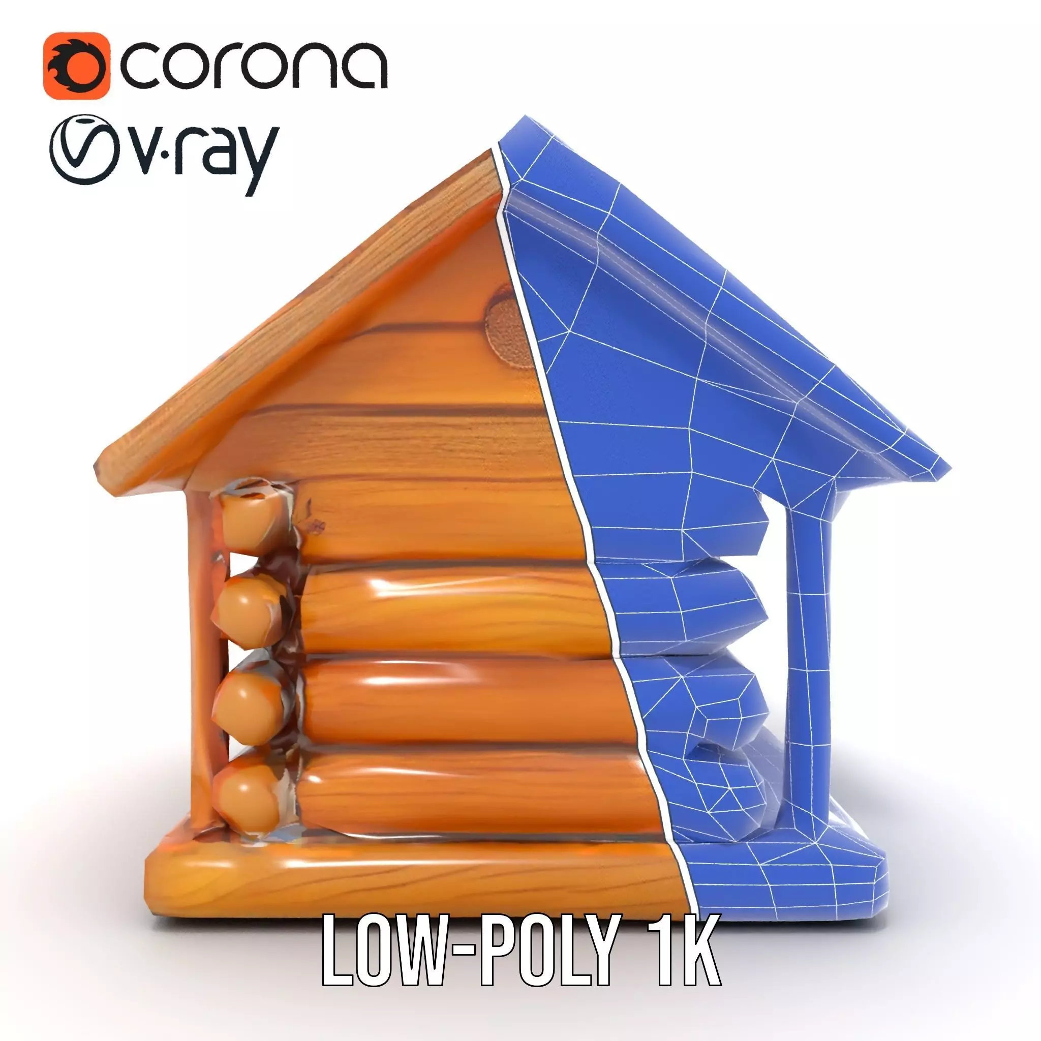 Rustic Log Cabin model pack Low-poly 3D model_28