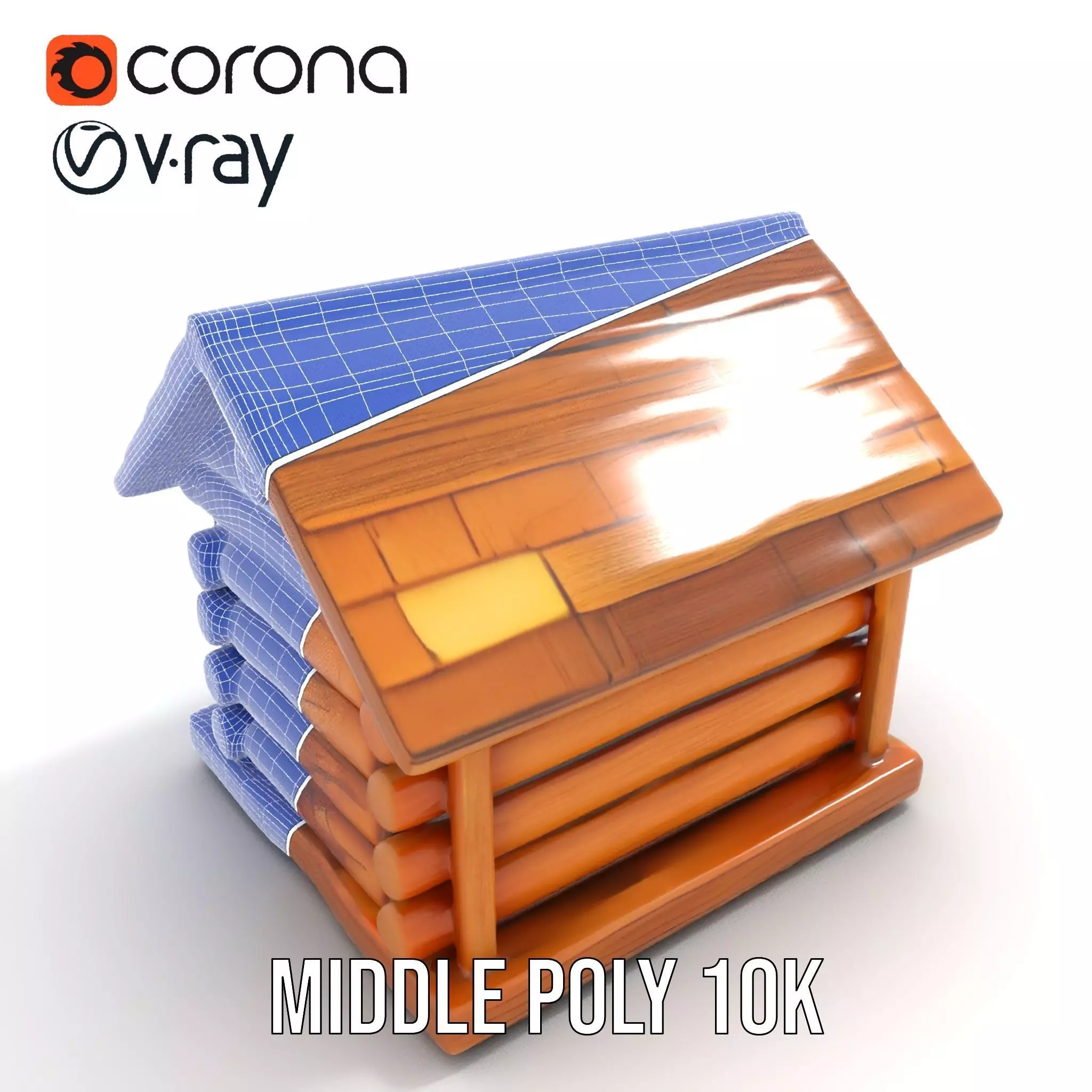 Rustic Log Cabin model pack Low-poly 3D model_27