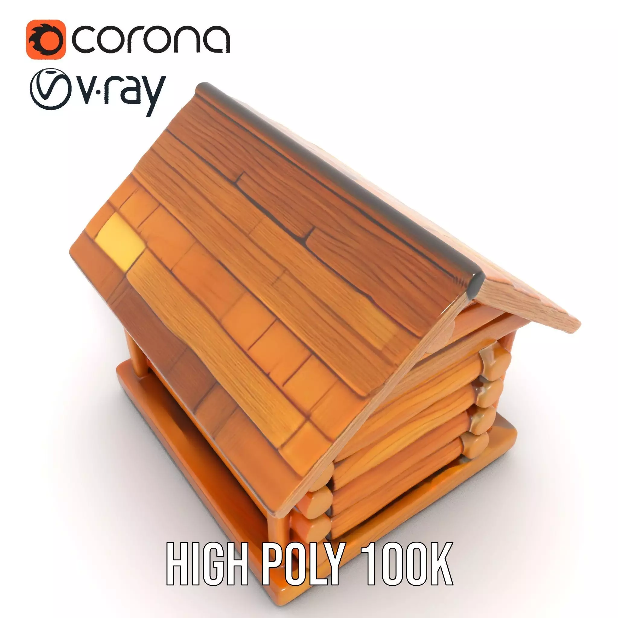 Rustic Log Cabin model pack Low-poly 3D model_26