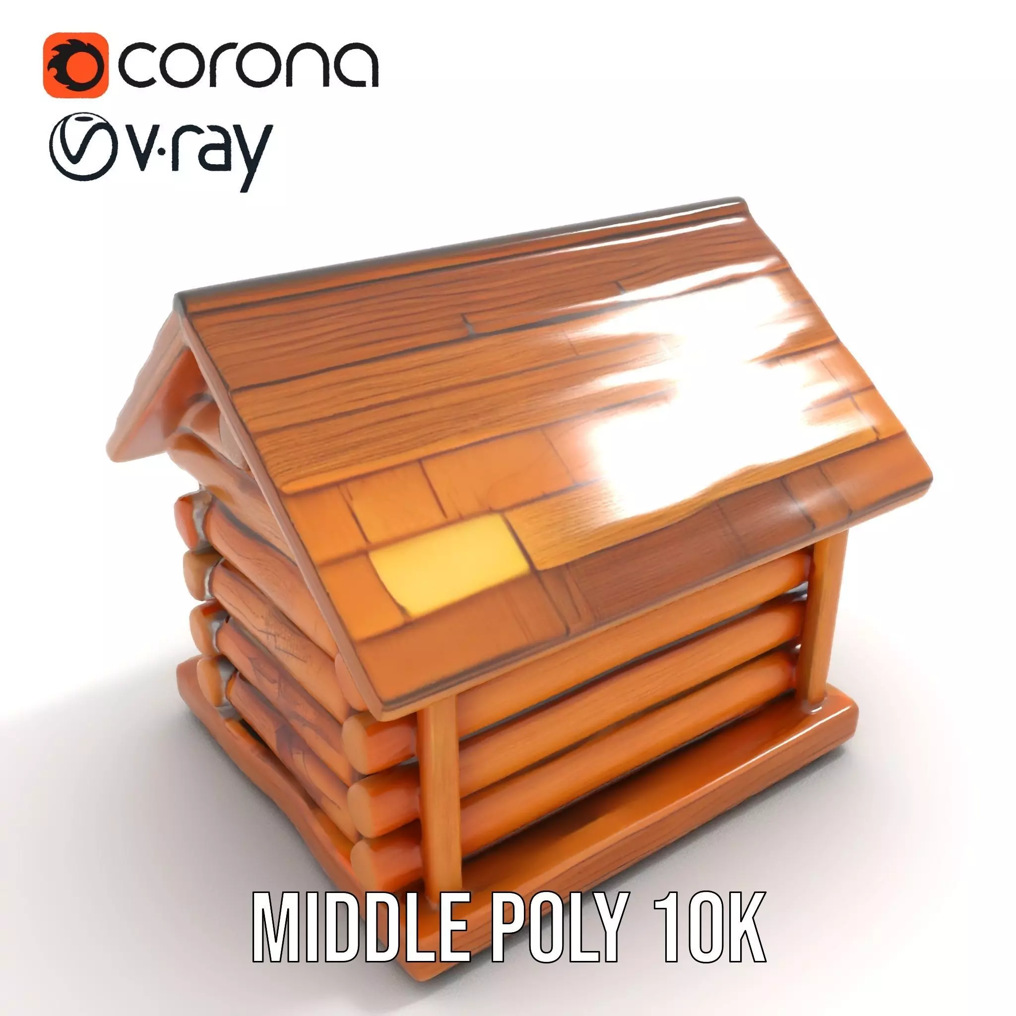 Rustic Log Cabin model pack Low-poly 3D model_5