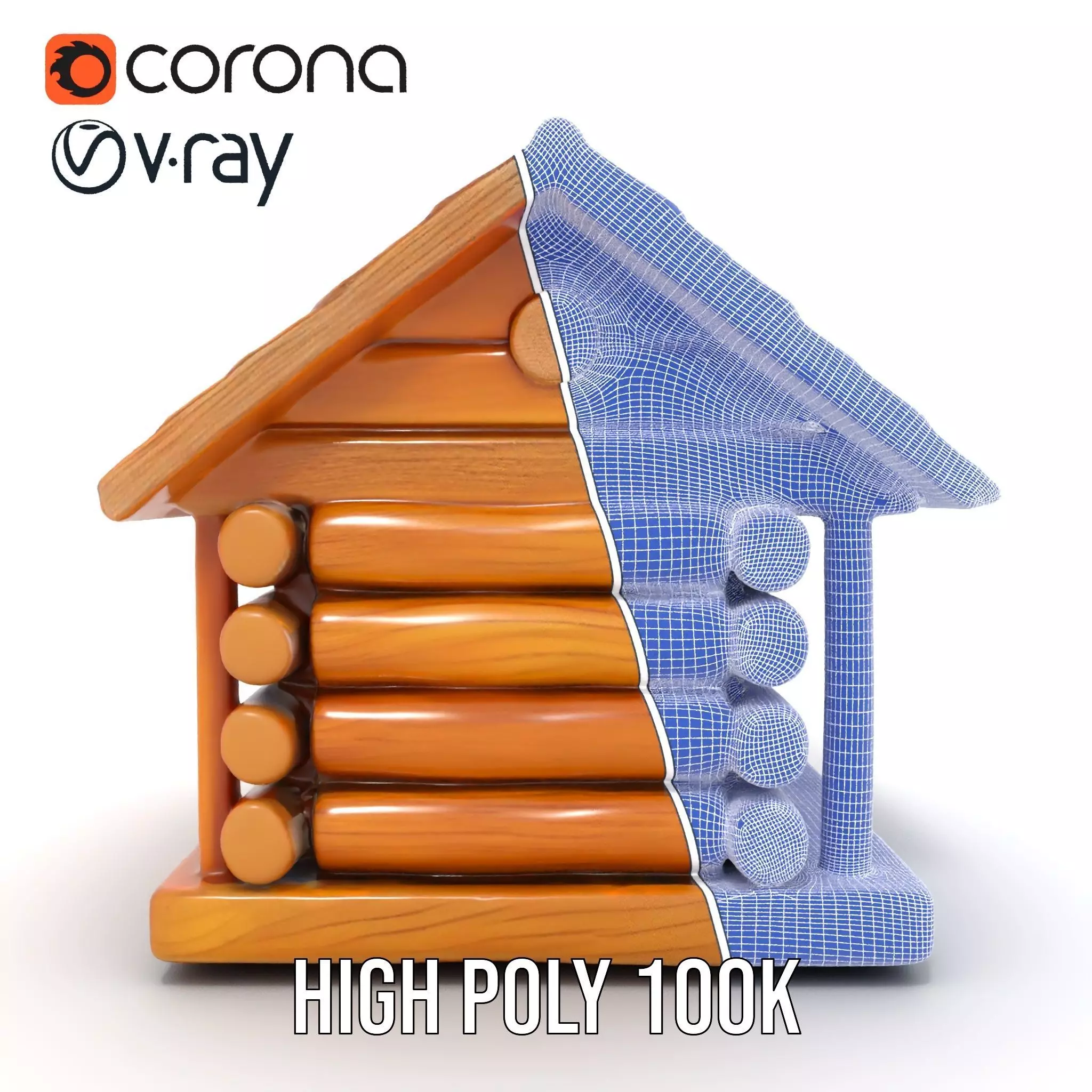 Rustic Log Cabin model pack Low-poly 3D model_34