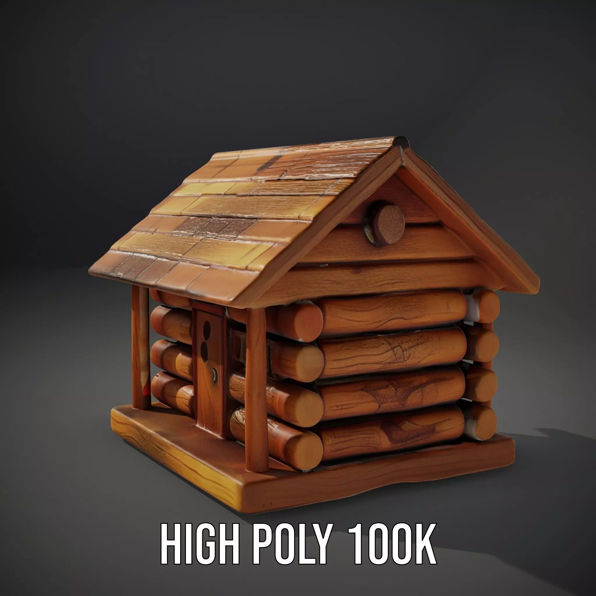 Rustic Log Cabin model pack Low-poly 3D model_10
