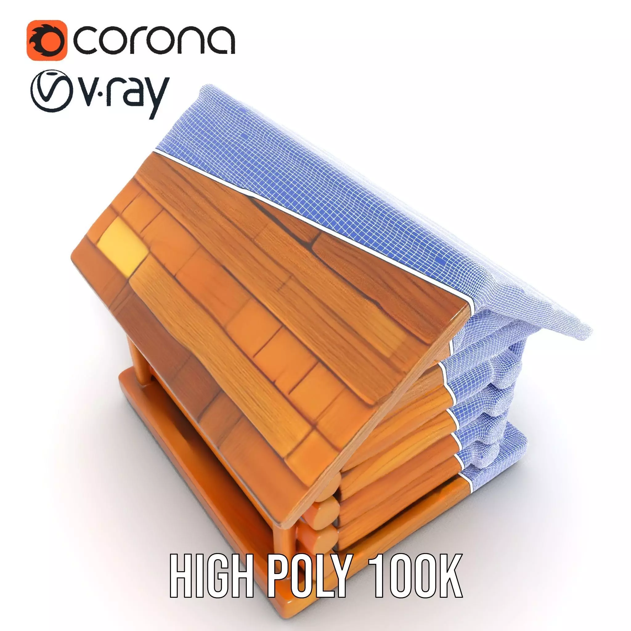 Rustic Log Cabin model pack Low-poly 3D model_33