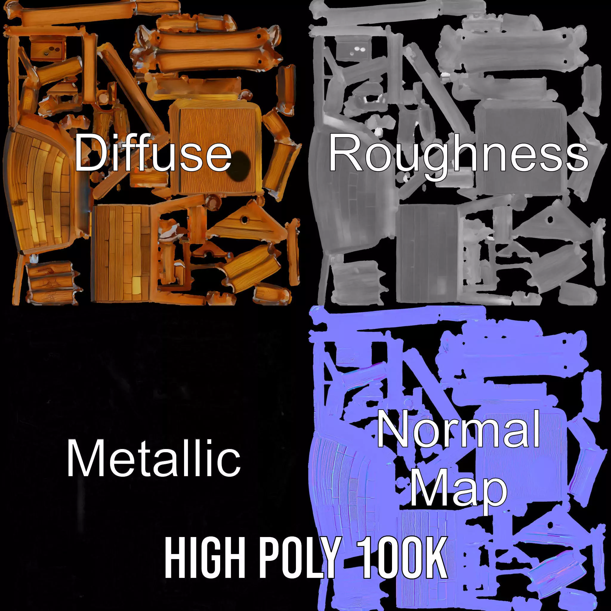 Rustic Log Cabin model pack Low-poly 3D model_3