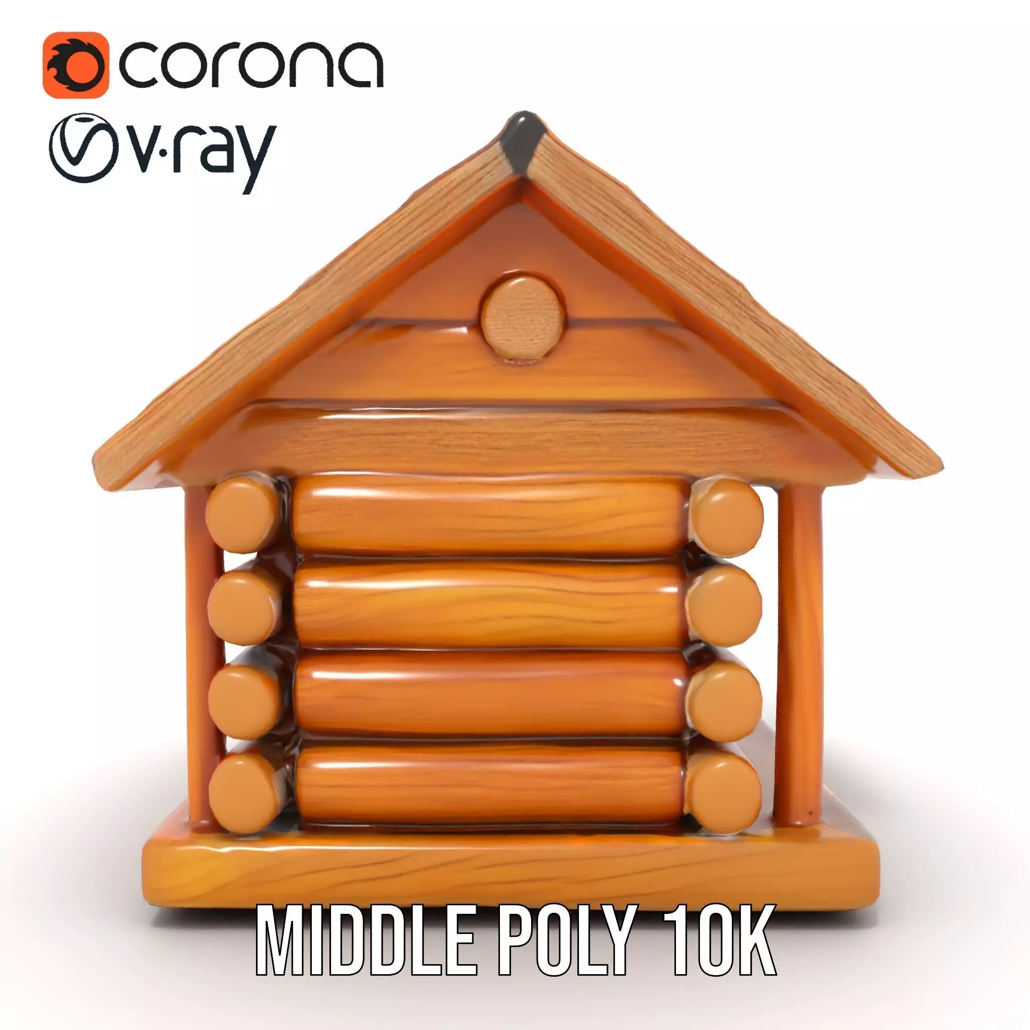 Rustic Log Cabin model pack Low-poly 3D model_6