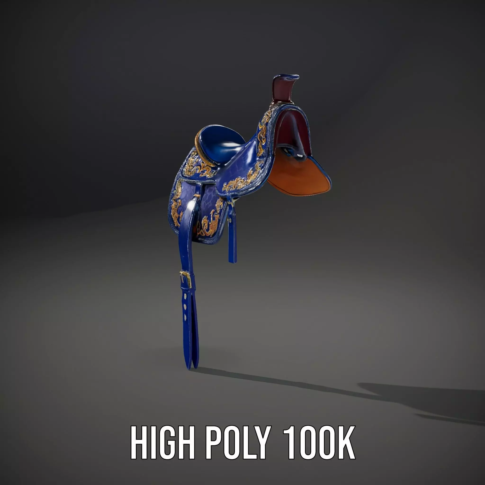 Royal Blue Ornate Saddle model pack Low-poly 3D model_10