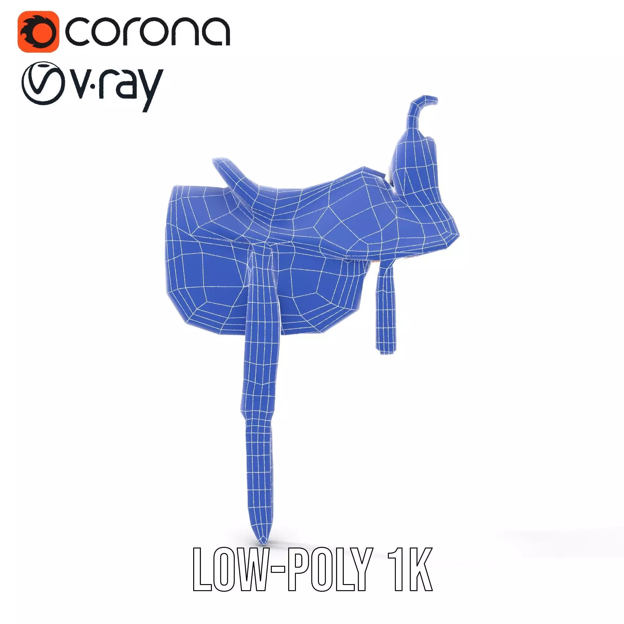 Royal Blue Ornate Saddle model pack Low-poly 3D model_25
