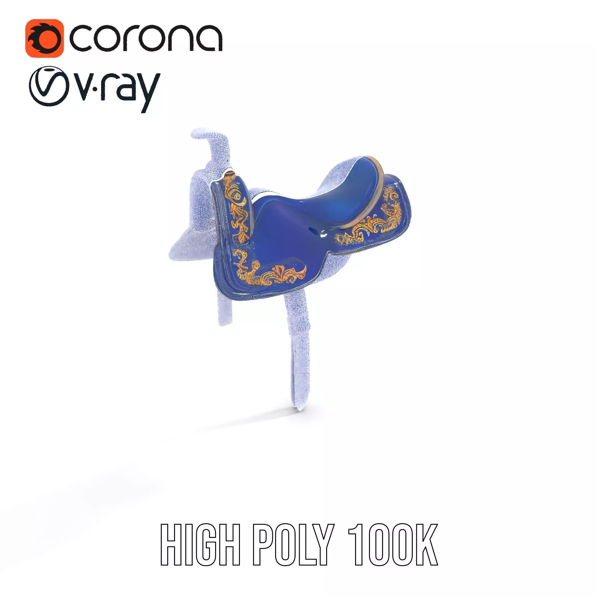 Royal Blue Ornate Saddle model pack Low-poly 3D model_34
