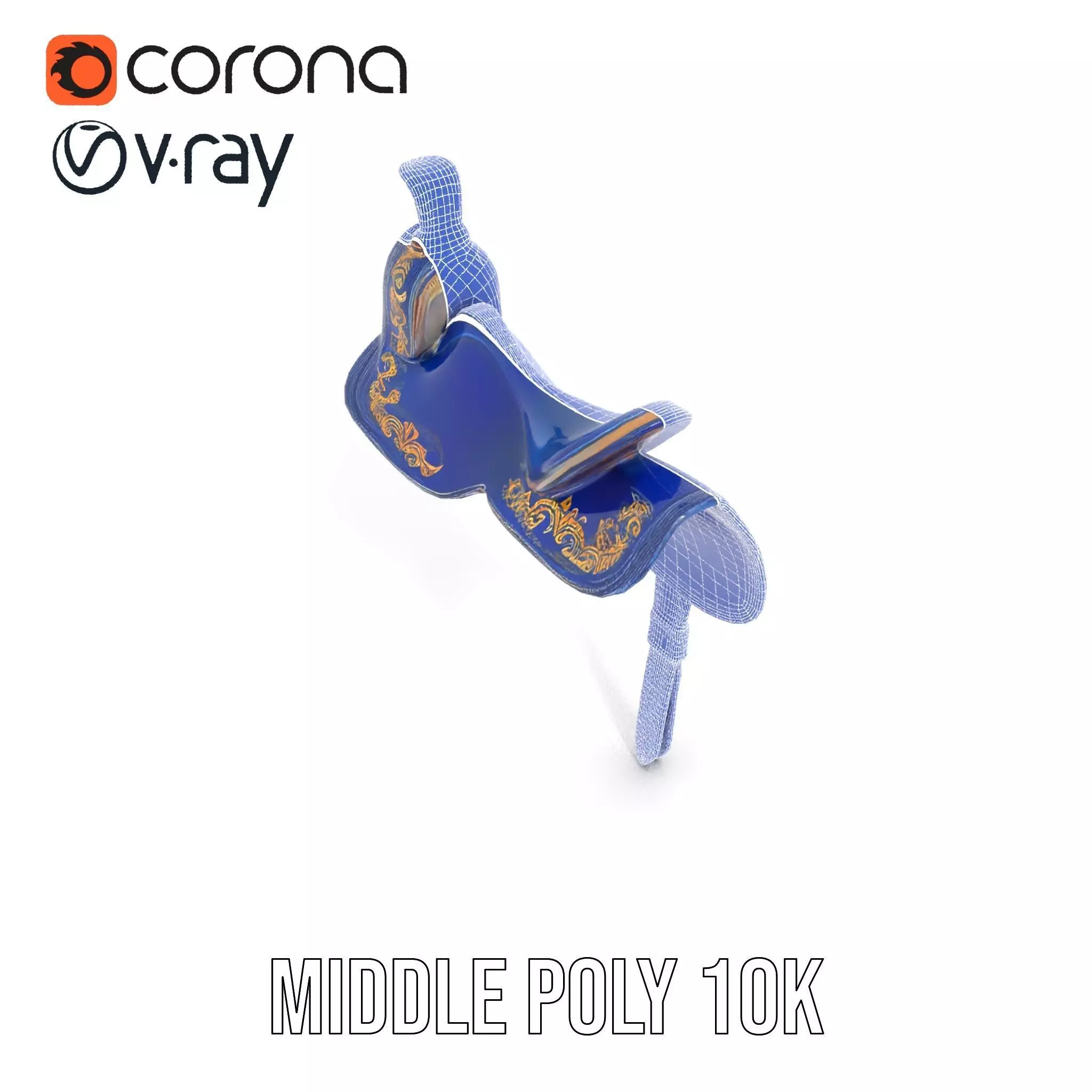Royal Blue Ornate Saddle model pack Low-poly 3D model_18