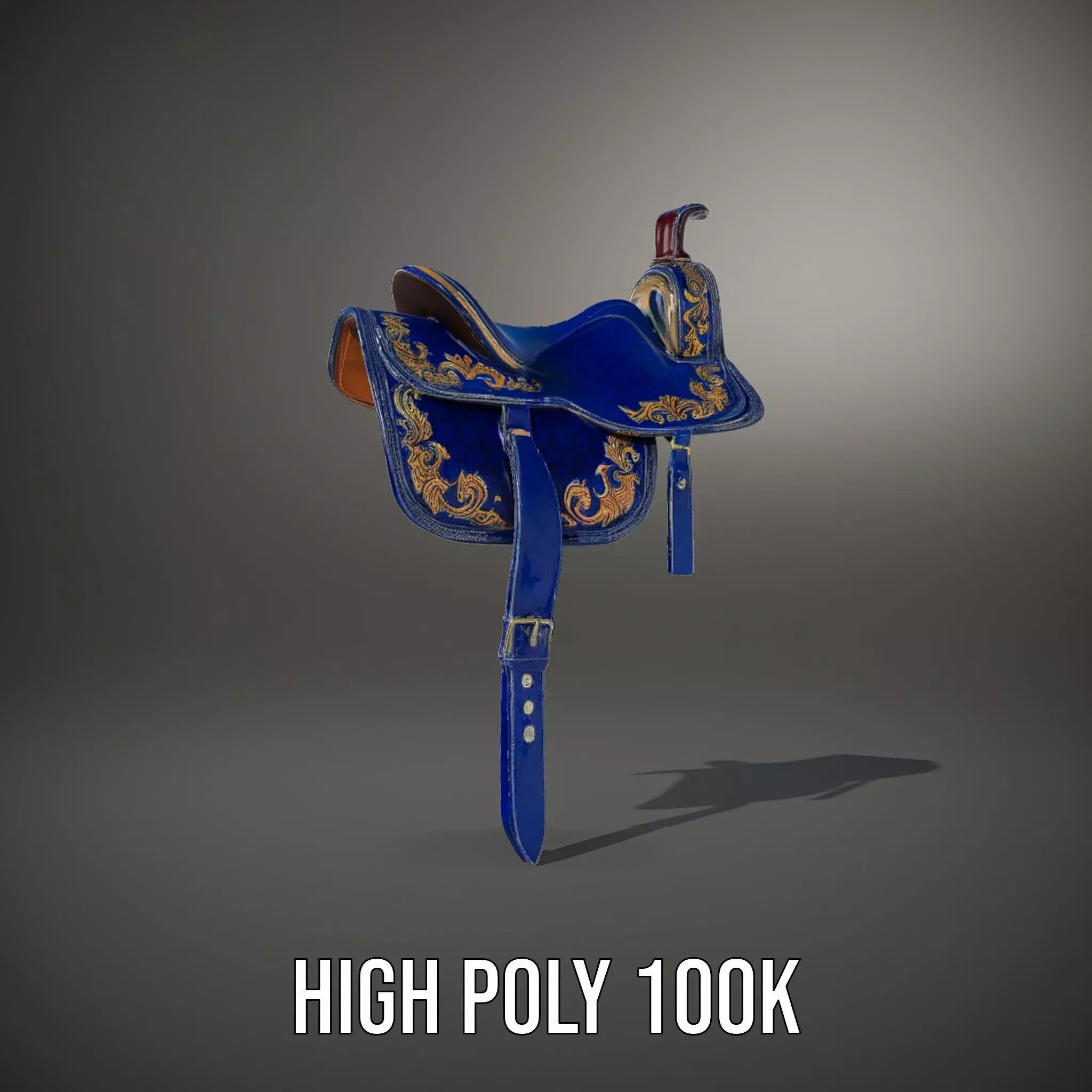 Royal Blue Ornate Saddle model pack Low-poly 3D model_8