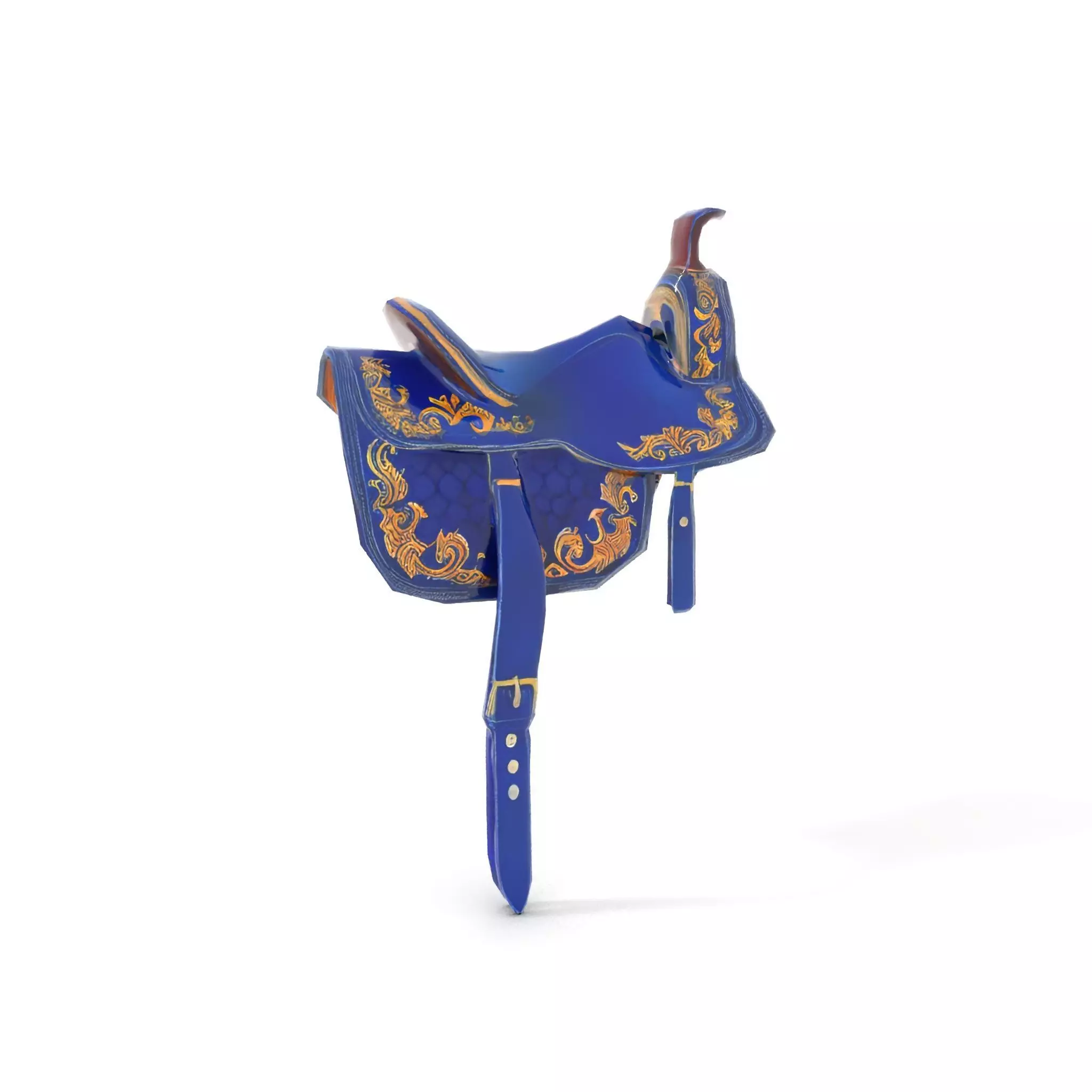 Royal Blue Ornate Saddle model pack Low-poly 3D model_7