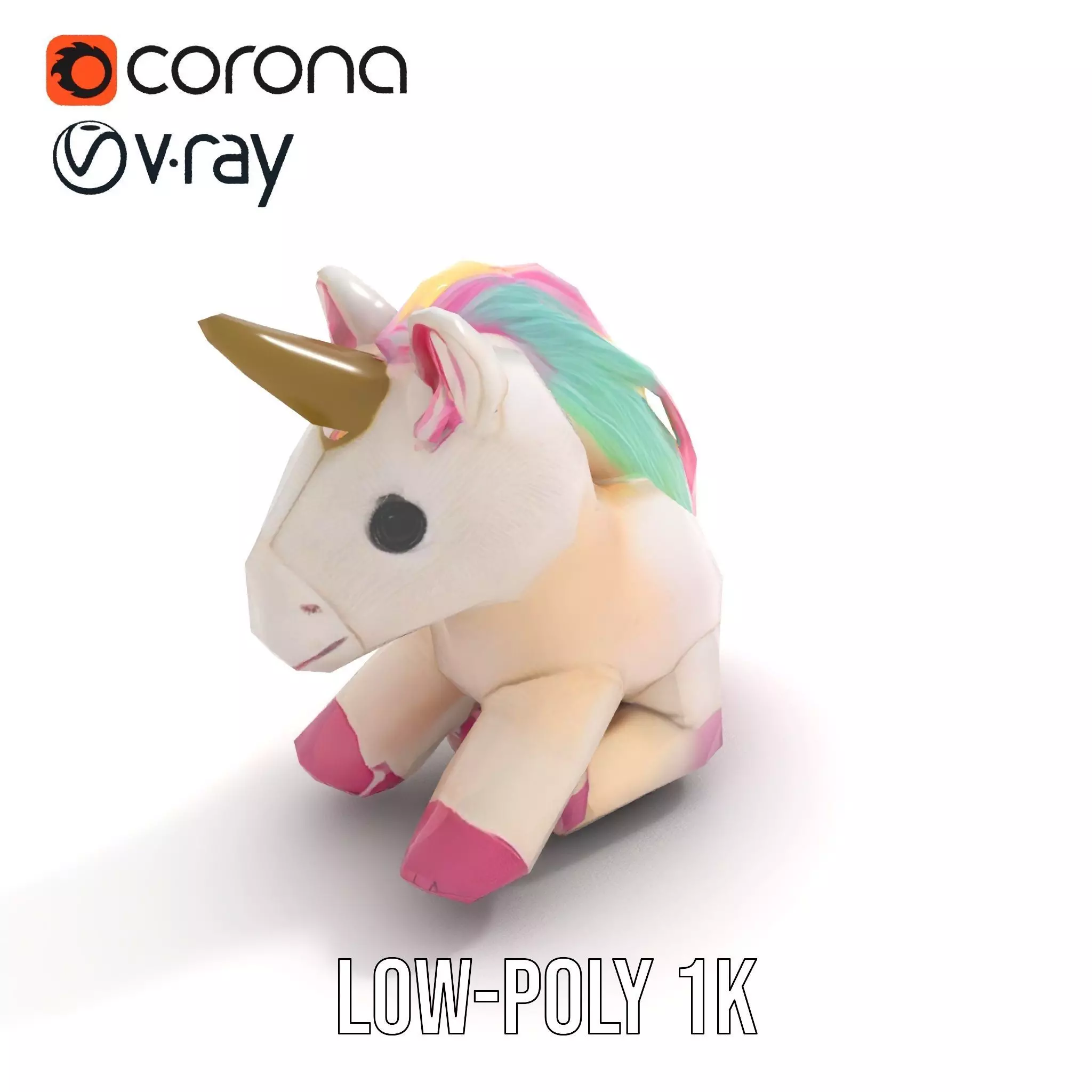 Rainbow Unicorn Plush model pack Low-poly 3D model_7