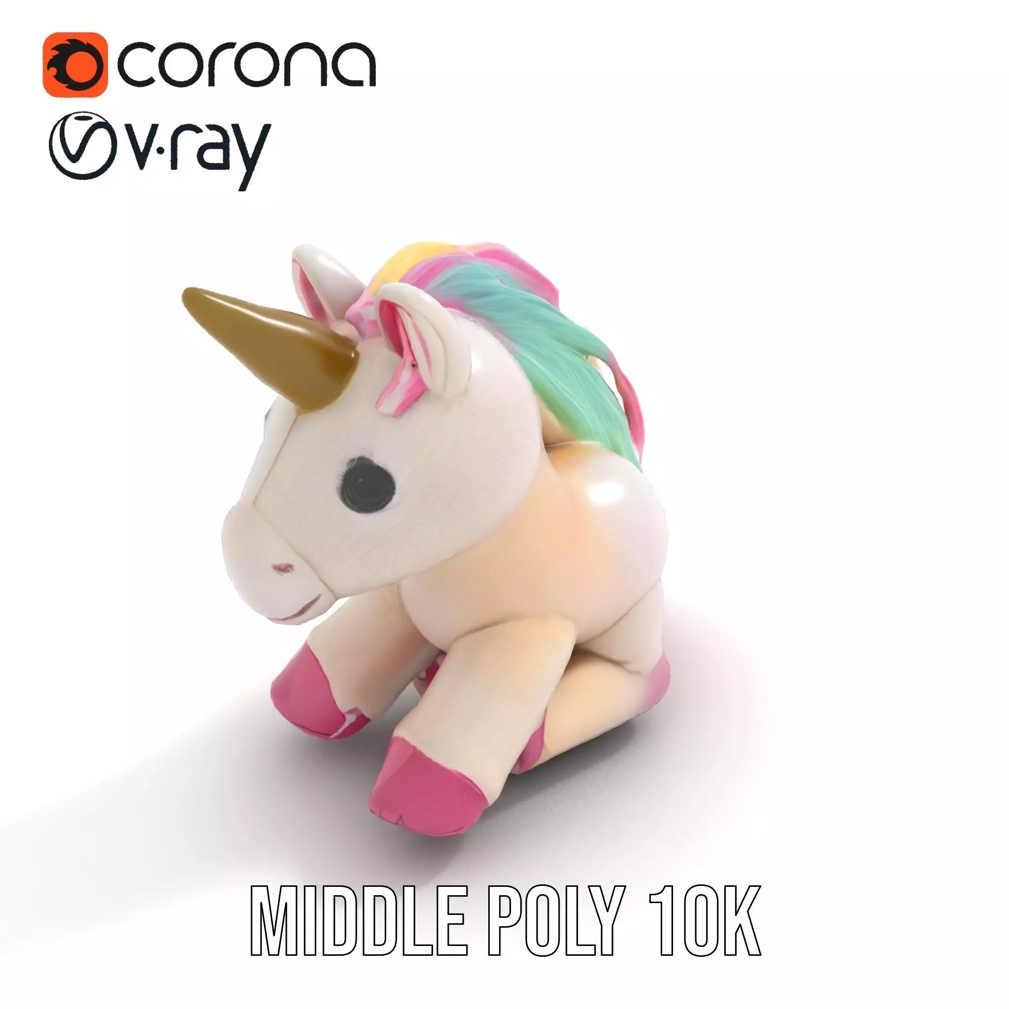 Rainbow Unicorn Plush model pack Low-poly 3D model_6