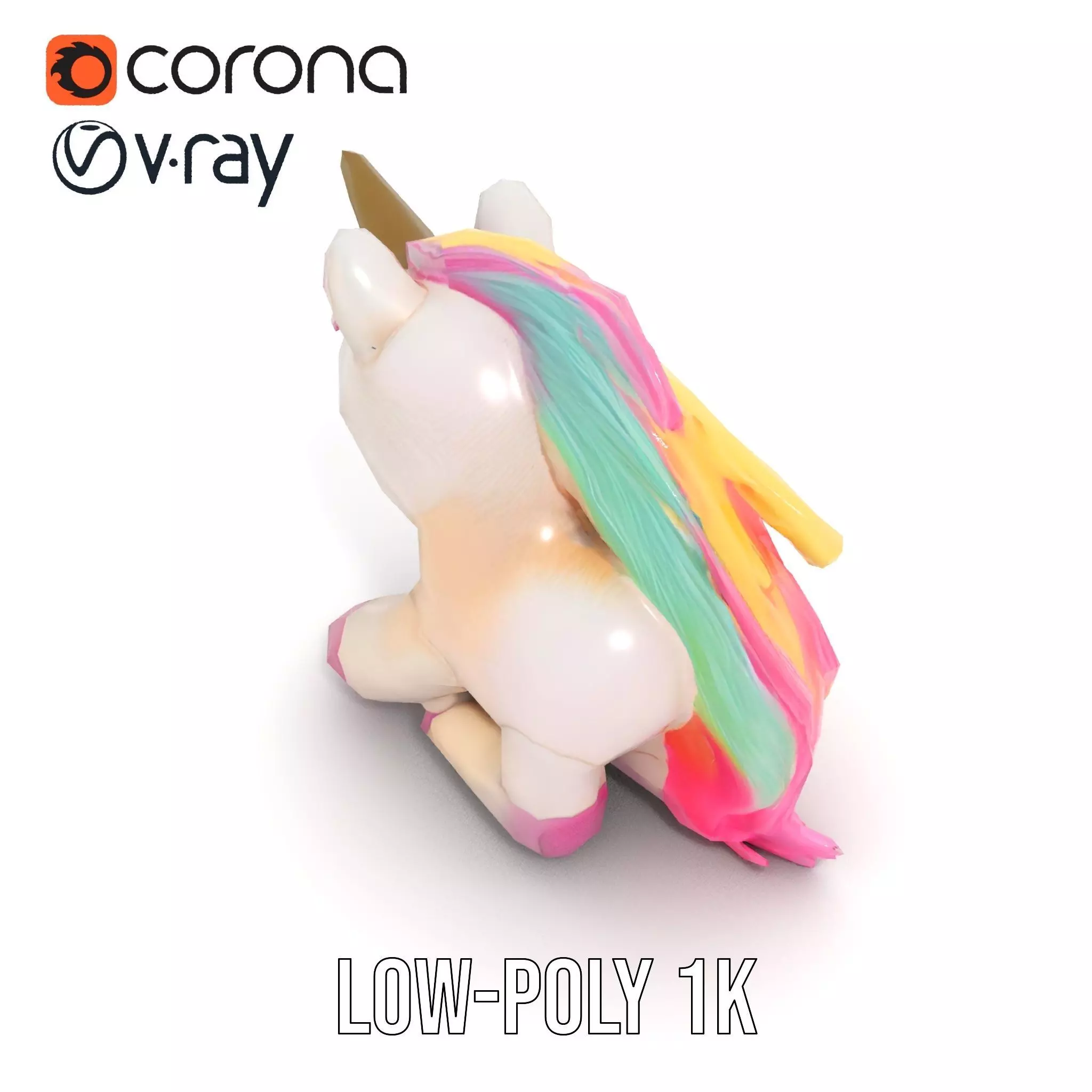 Rainbow Unicorn Plush model pack Low-poly 3D model_12