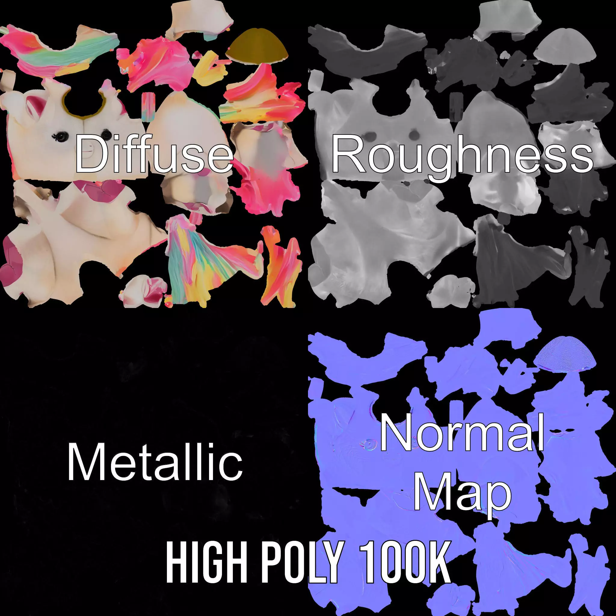 Rainbow Unicorn Plush model pack Low-poly 3D model_3