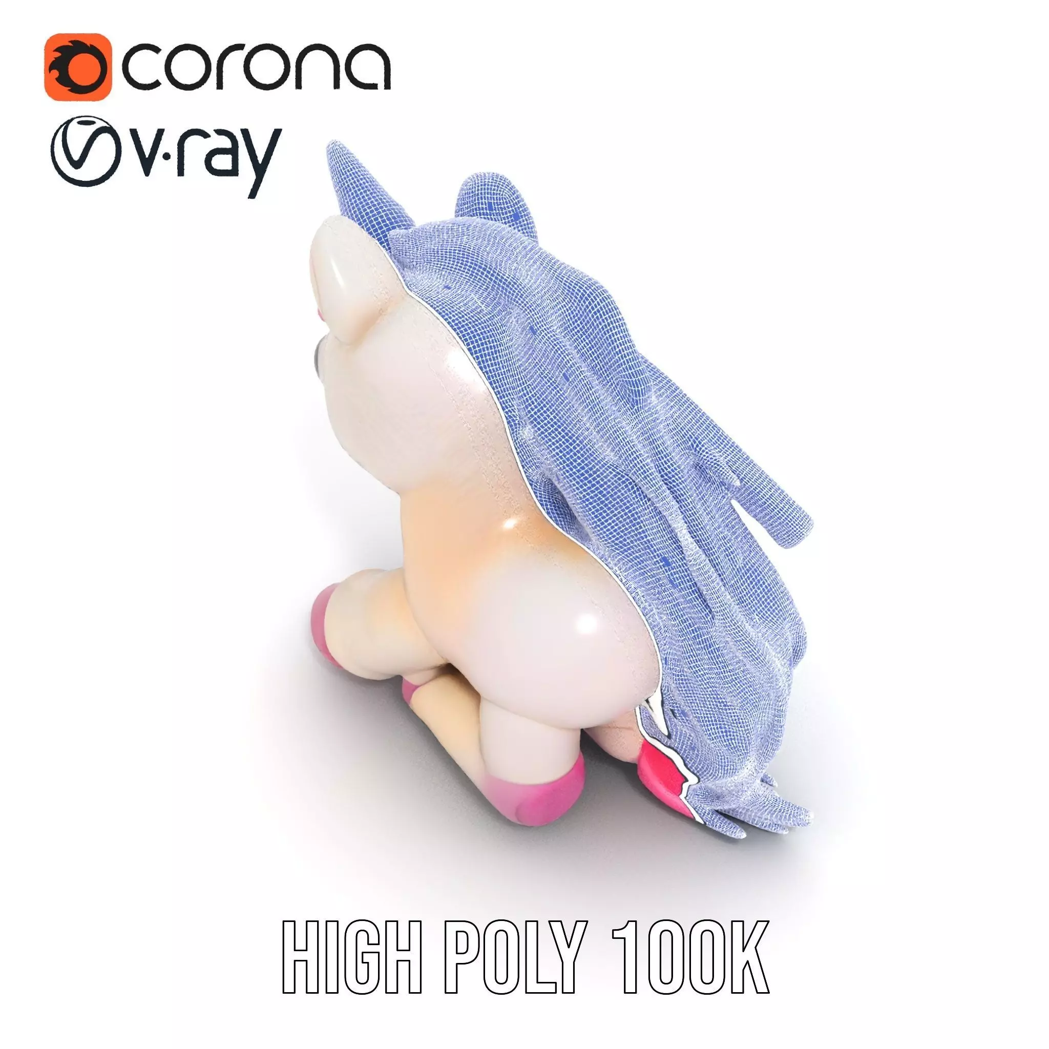 Rainbow Unicorn Plush model pack Low-poly 3D model_32