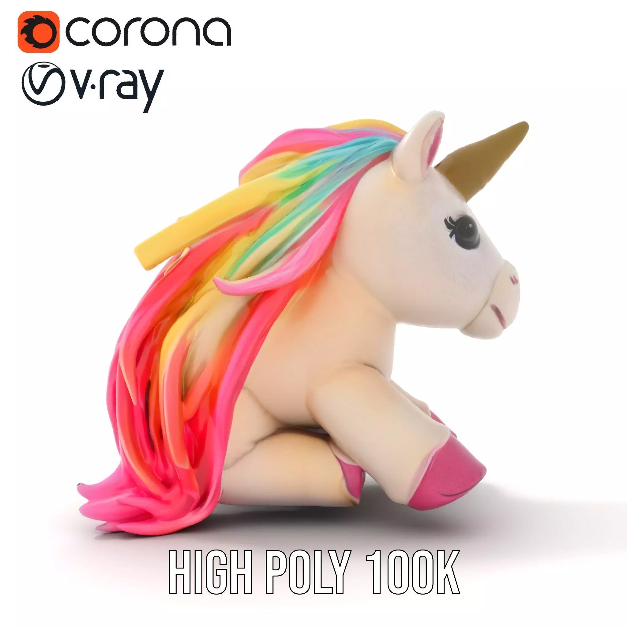 Rainbow Unicorn Plush model pack Low-poly 3D model_29