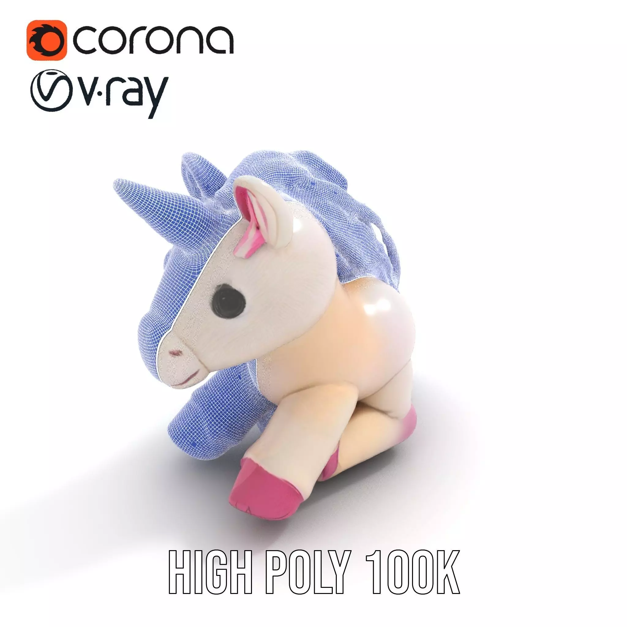 Rainbow Unicorn Plush model pack Low-poly 3D model_23