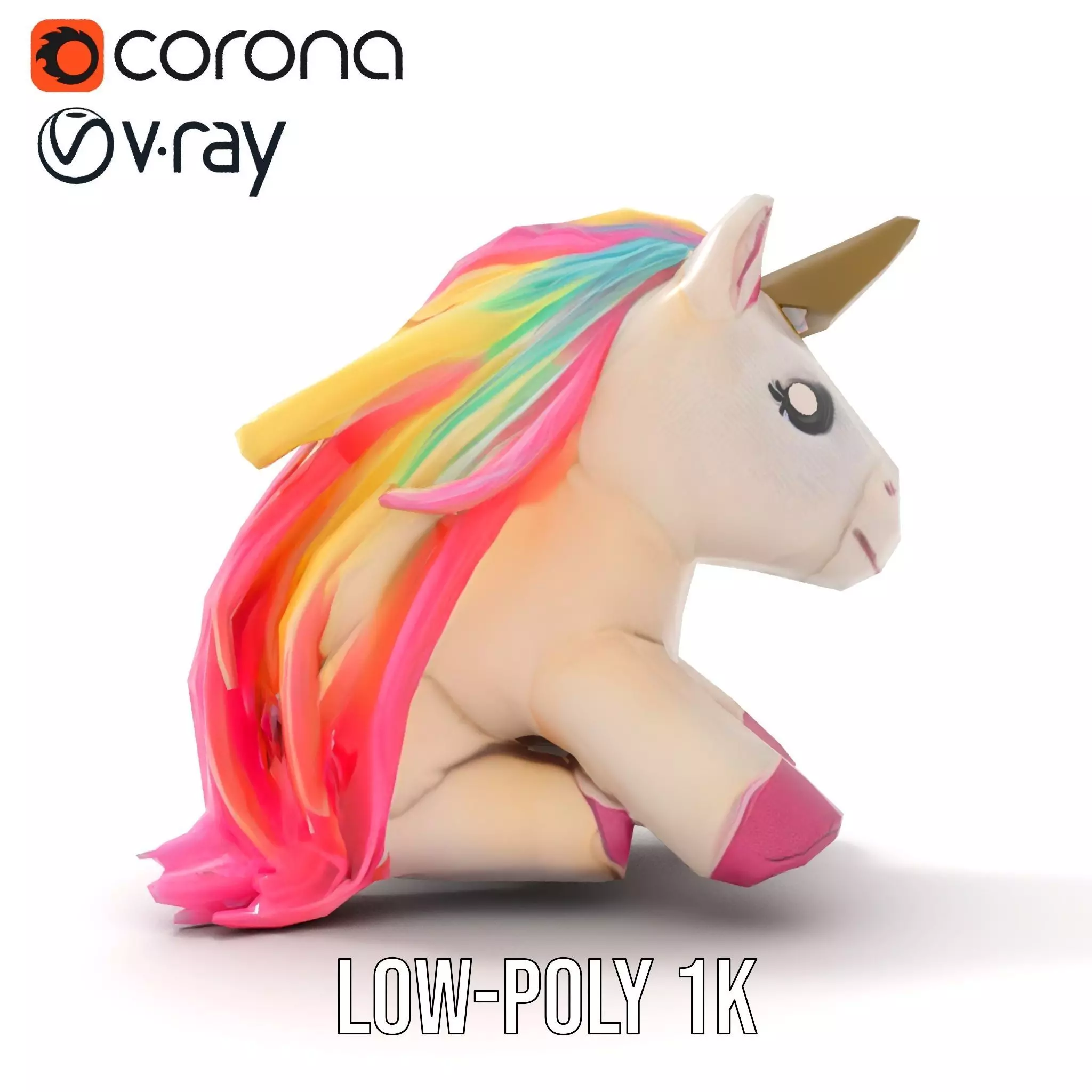 Rainbow Unicorn Plush model pack Low-poly 3D model_9