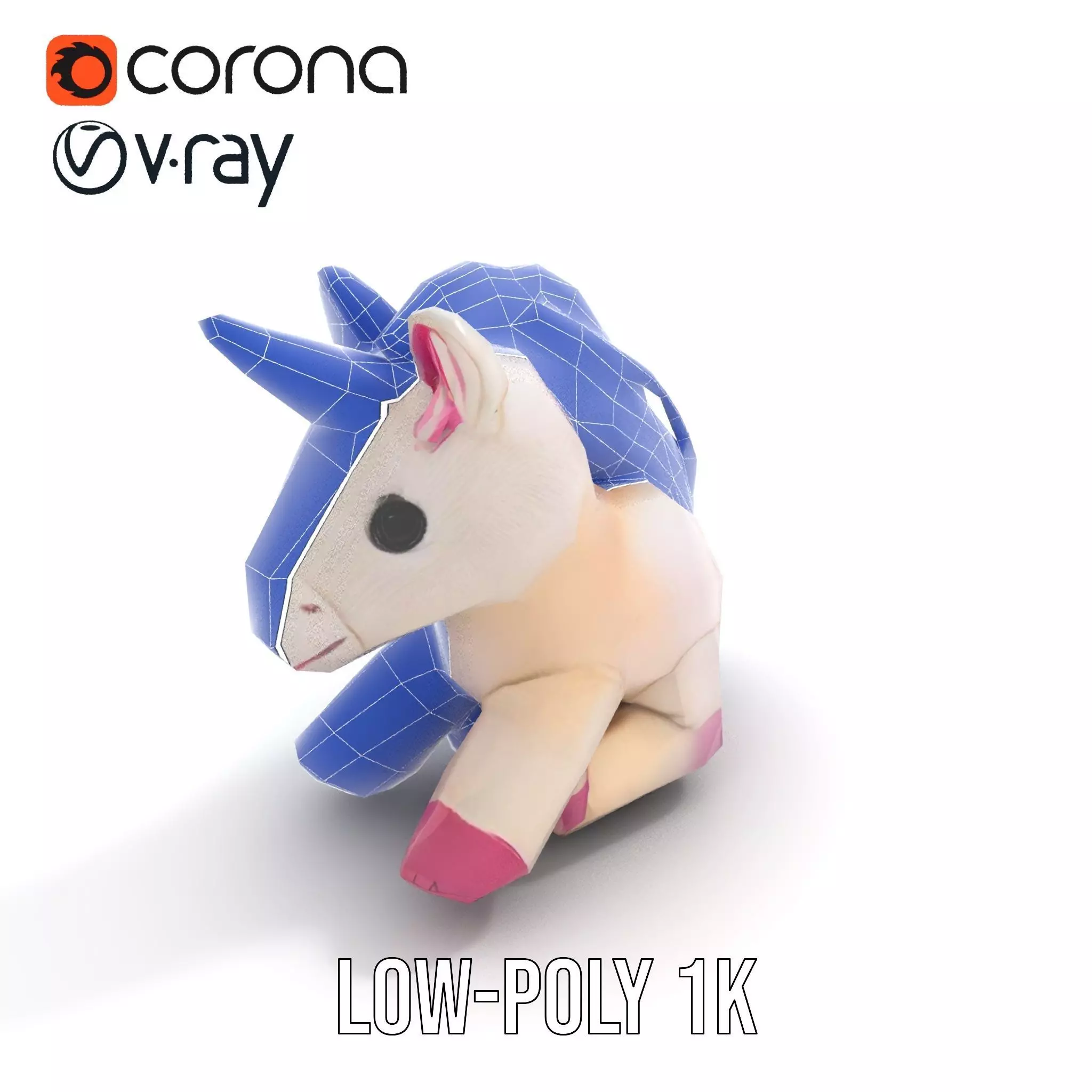 Rainbow Unicorn Plush model pack Low-poly 3D model_25