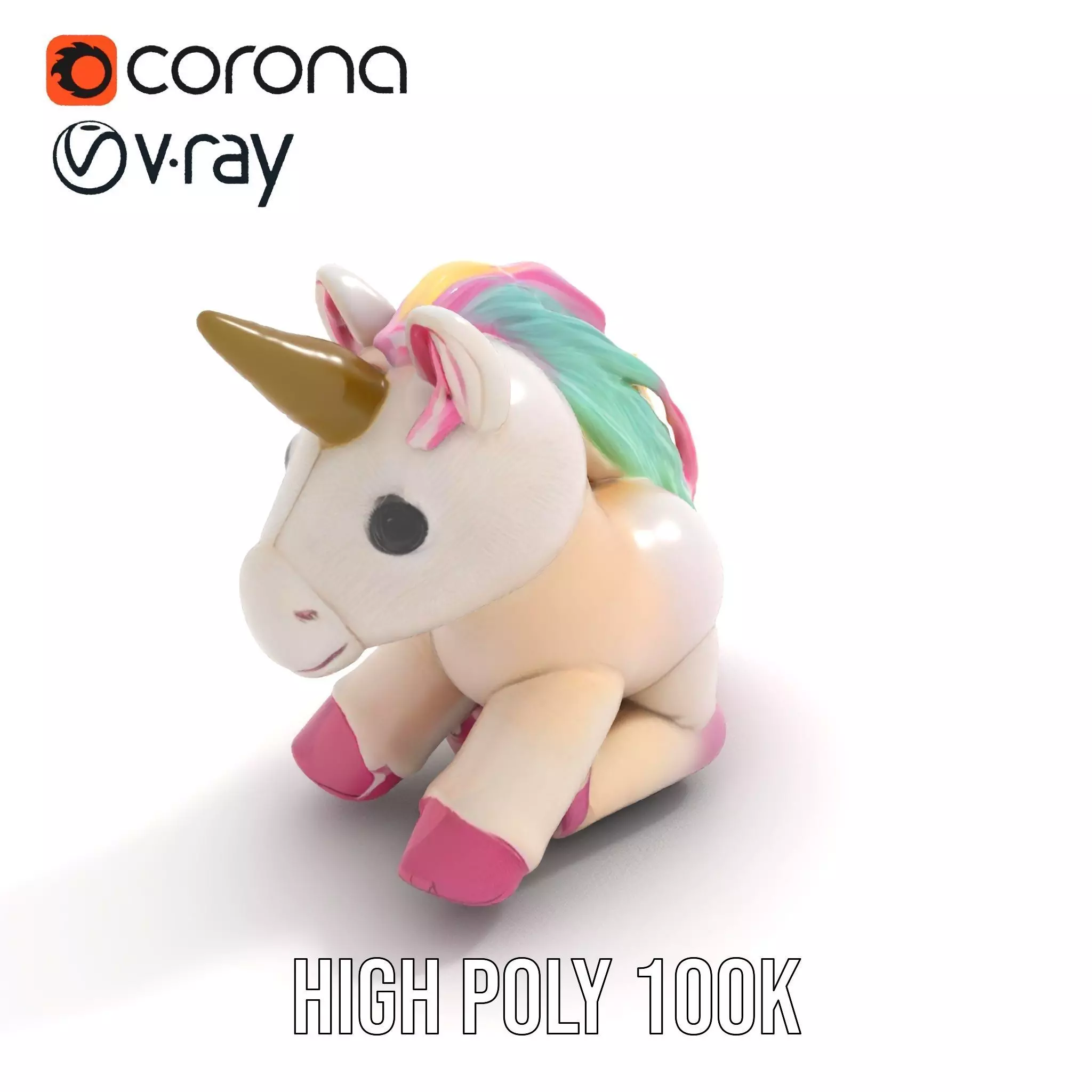 Rainbow Unicorn Plush model pack Low-poly 3D model_17