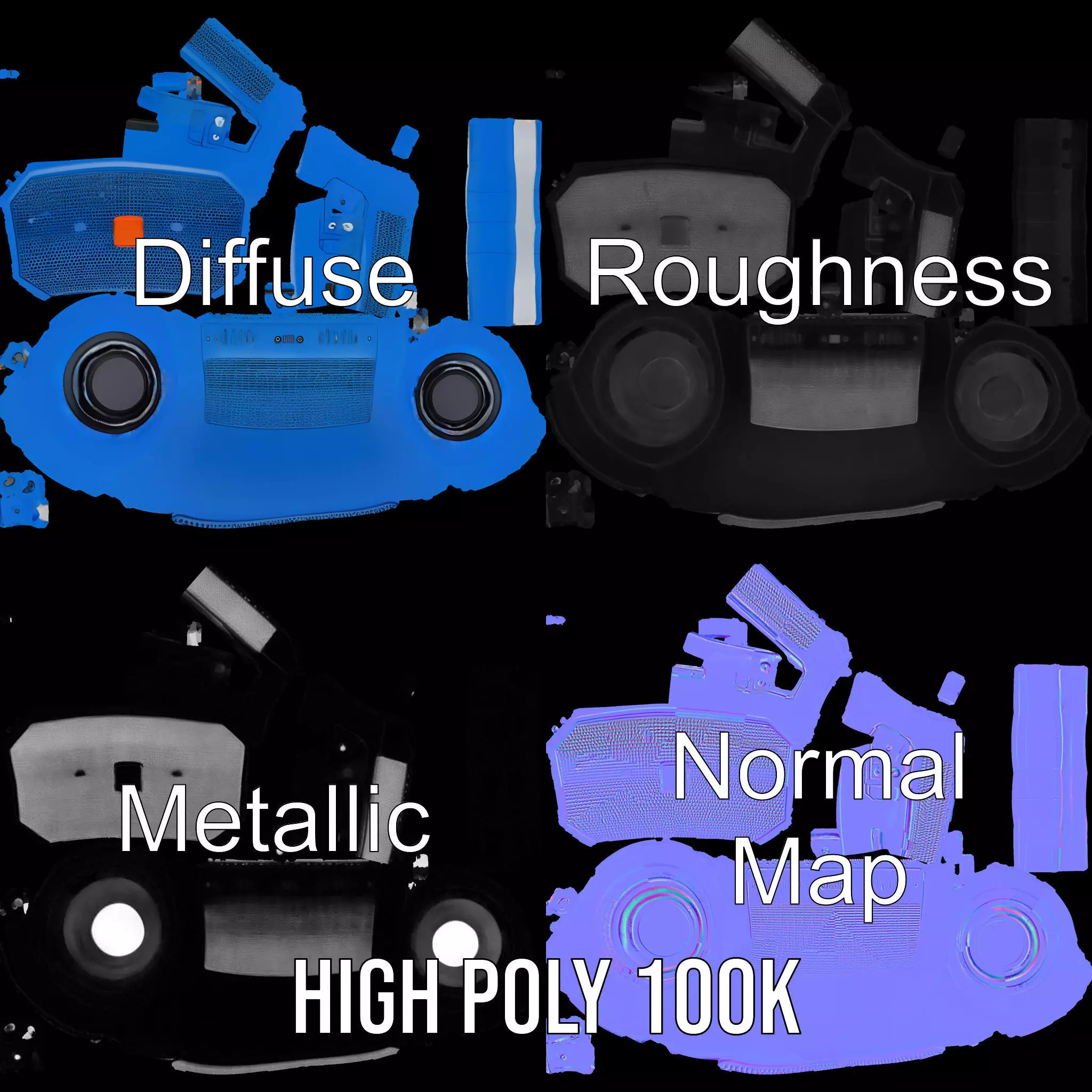 Vibrant Blue Speaker model pack Low-poly 3D model_3