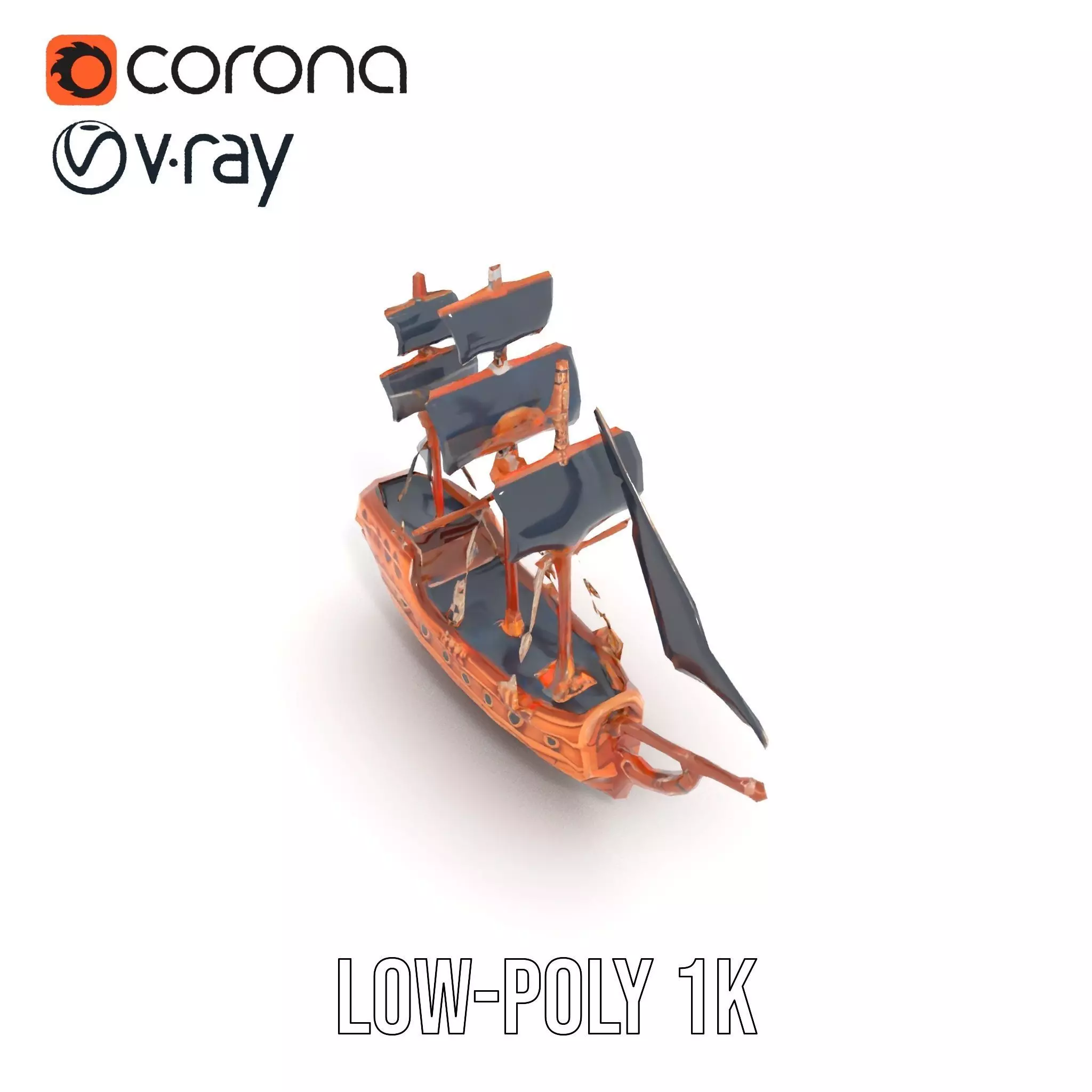 Grand Pirate Ship model pack Low-poly 3D model_20