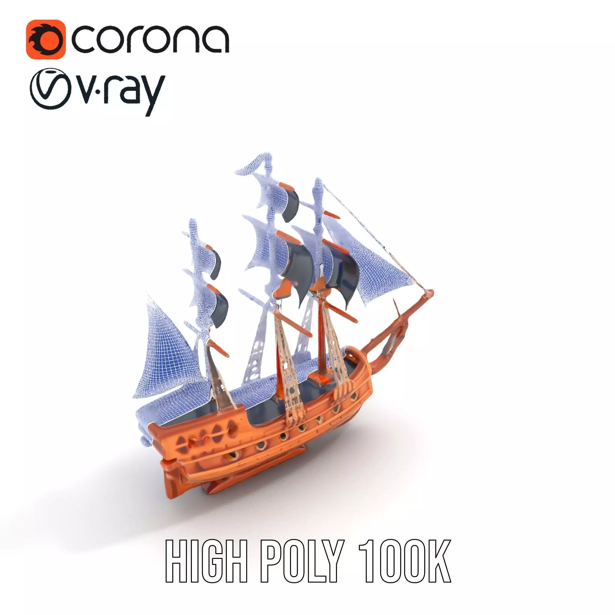 Grand Pirate Ship model pack Low-poly 3D model_33
