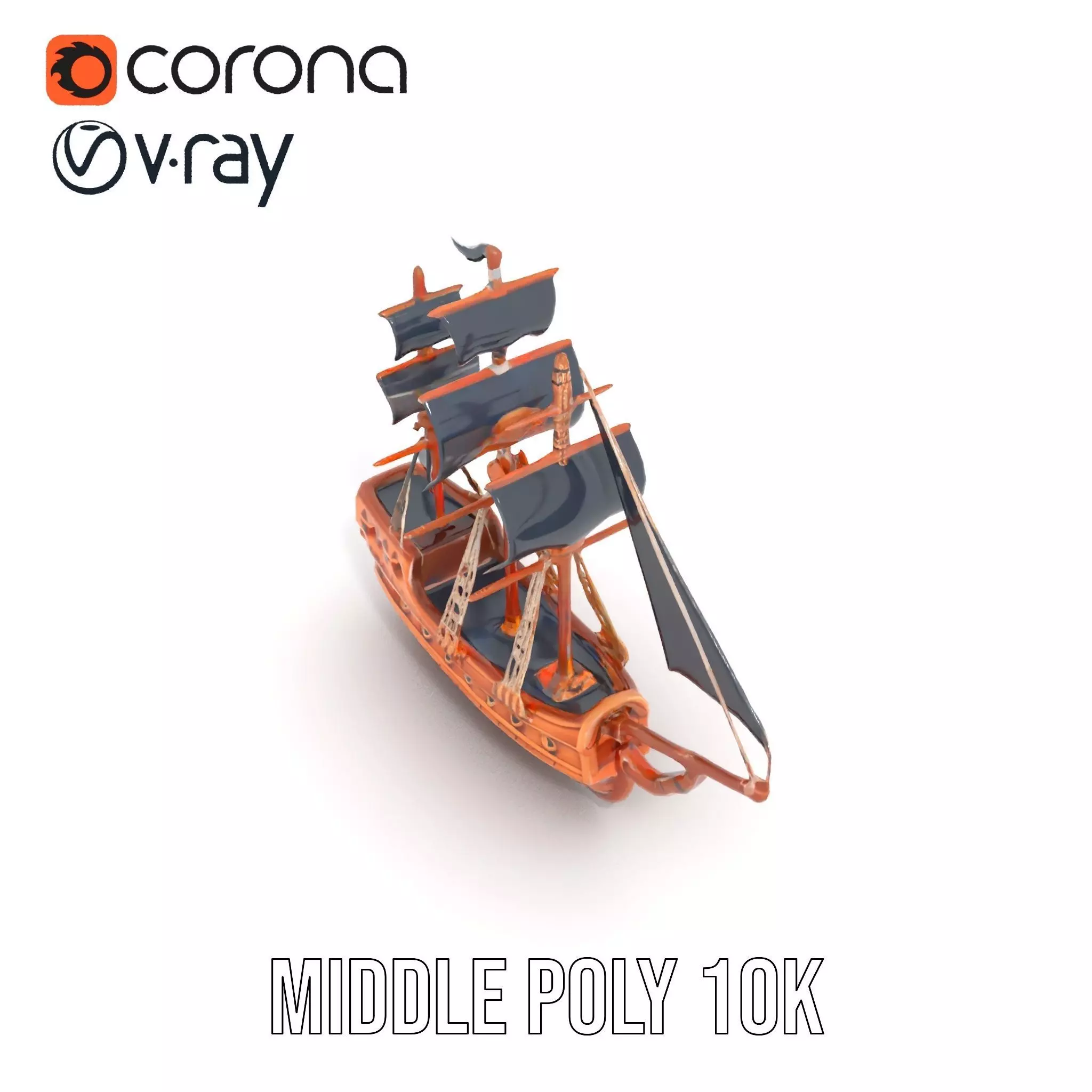 Grand Pirate Ship model pack Low-poly 3D model_11