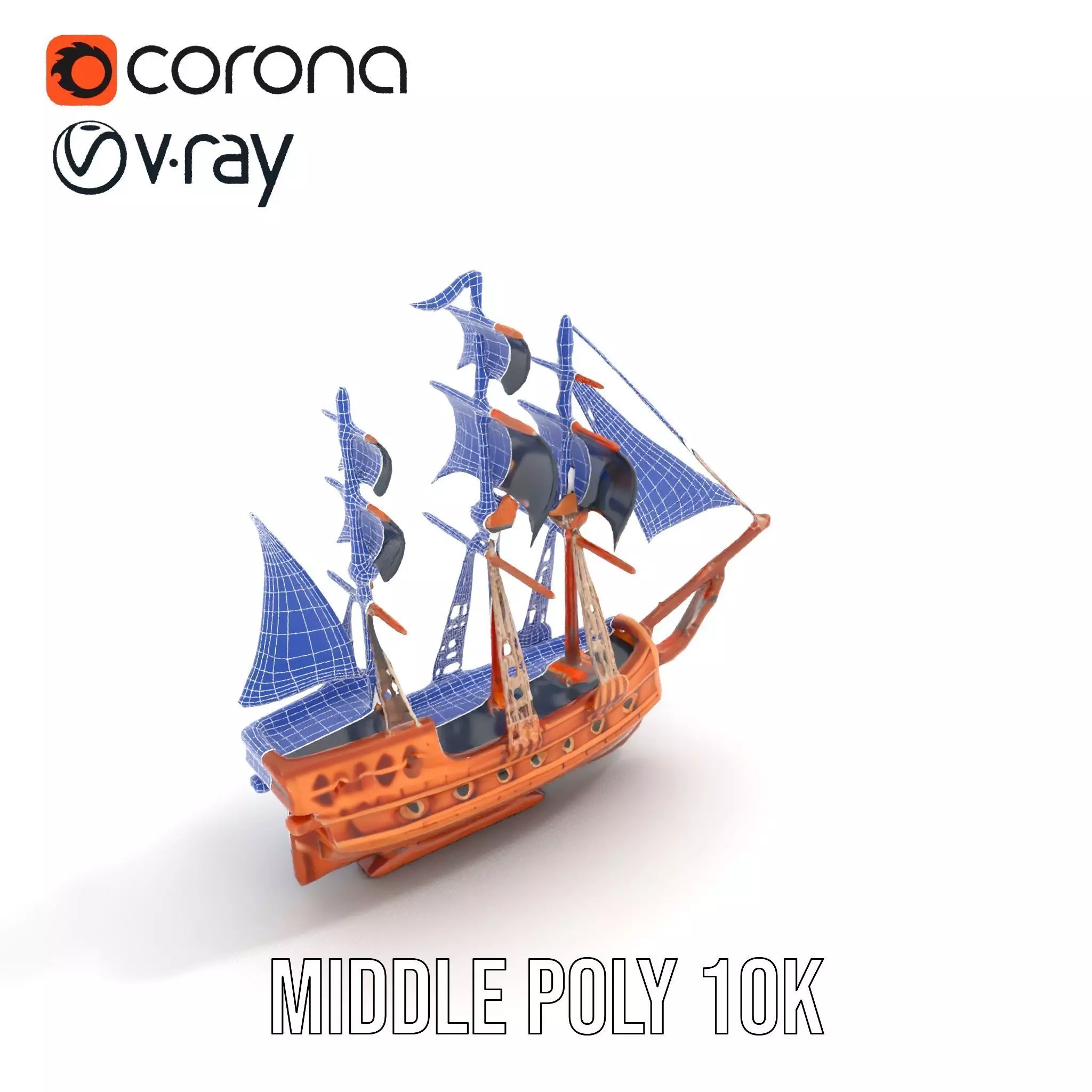 Grand Pirate Ship model pack Low-poly 3D model_21