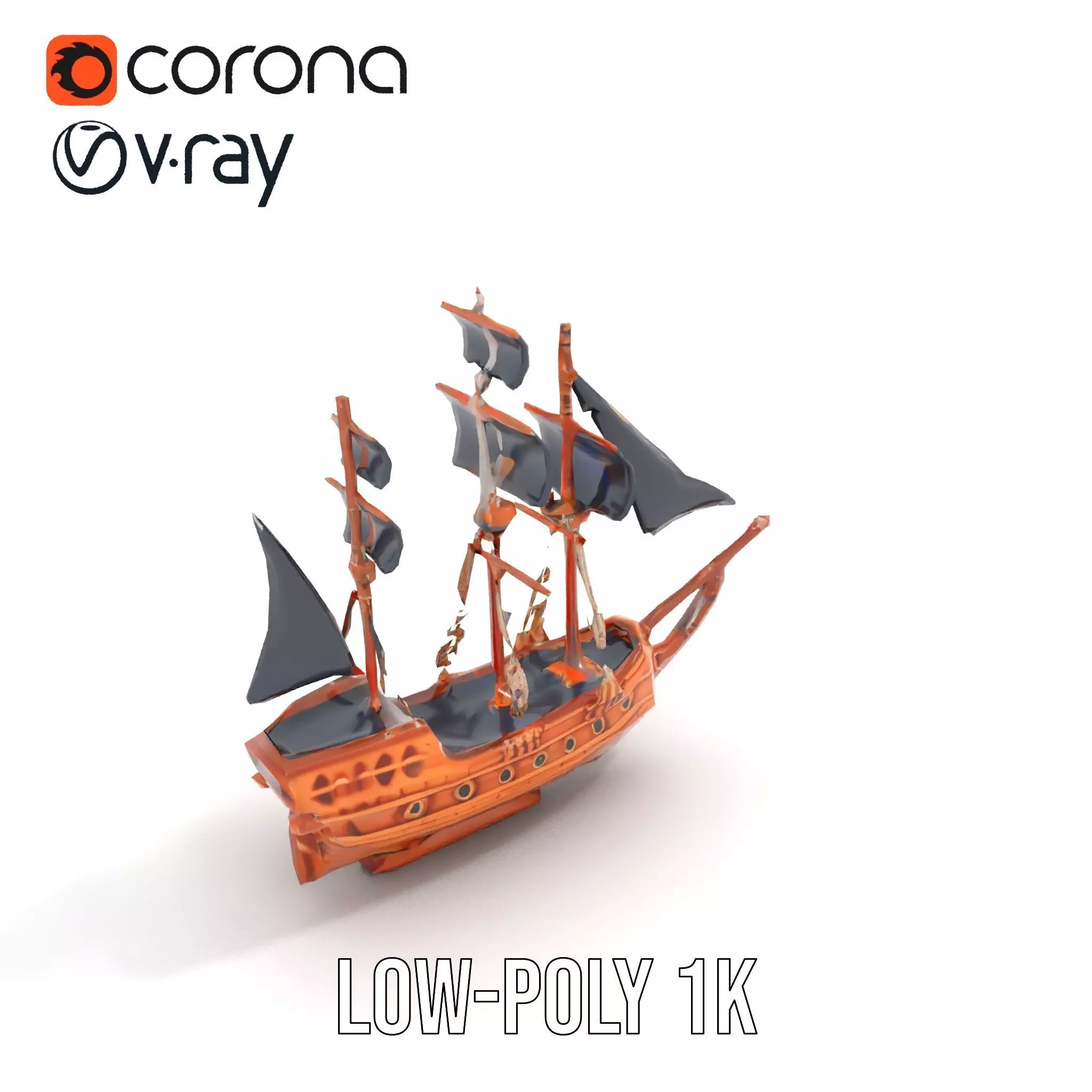Grand Pirate Ship model pack Low-poly 3D model_17