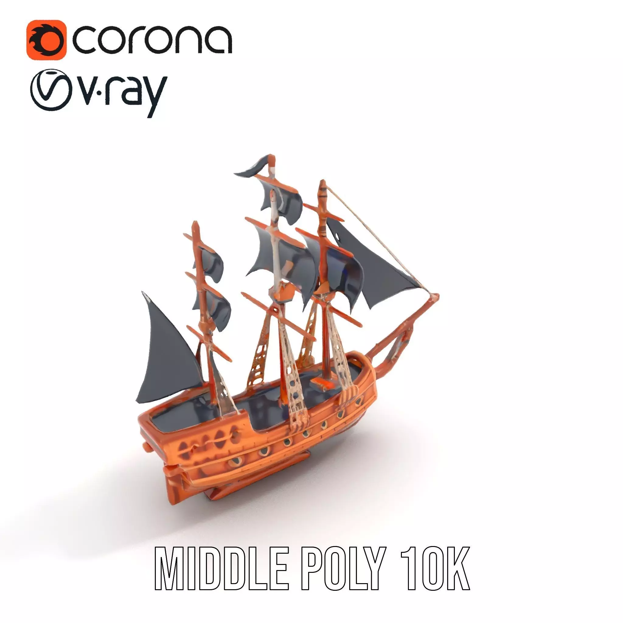 Grand Pirate Ship model pack Low-poly 3D model_5