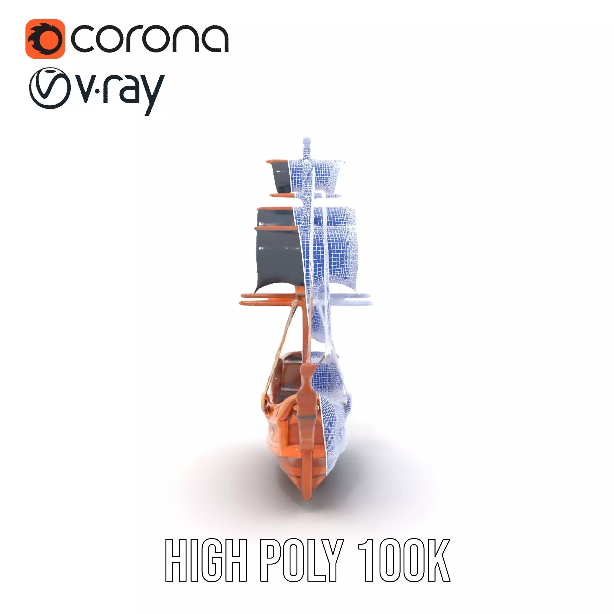 Grand Pirate Ship model pack Low-poly 3D model_32