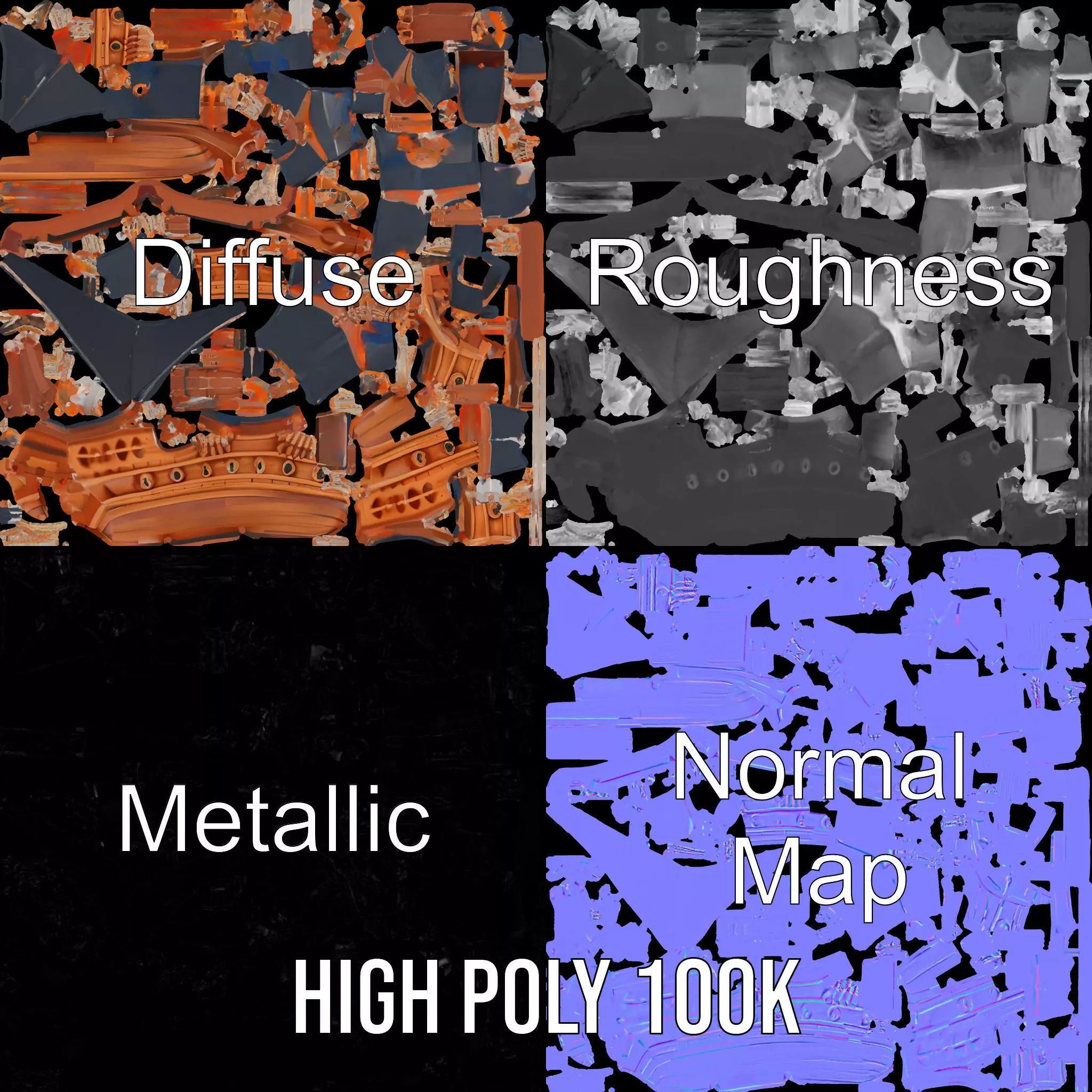 Grand Pirate Ship model pack Low-poly 3D model_3