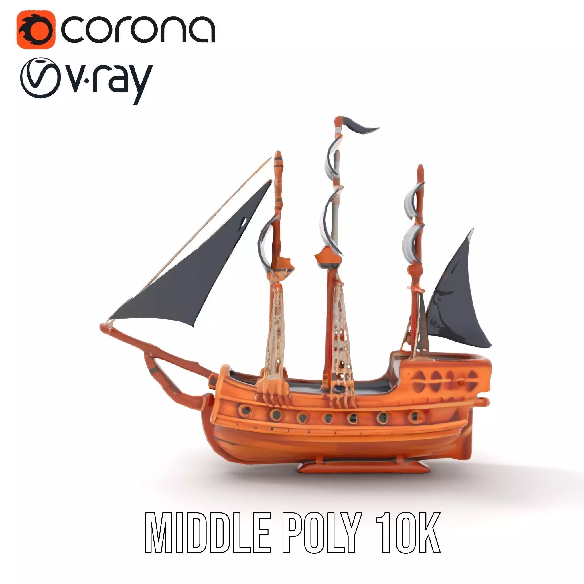 Grand Pirate Ship model pack Low-poly 3D model_24