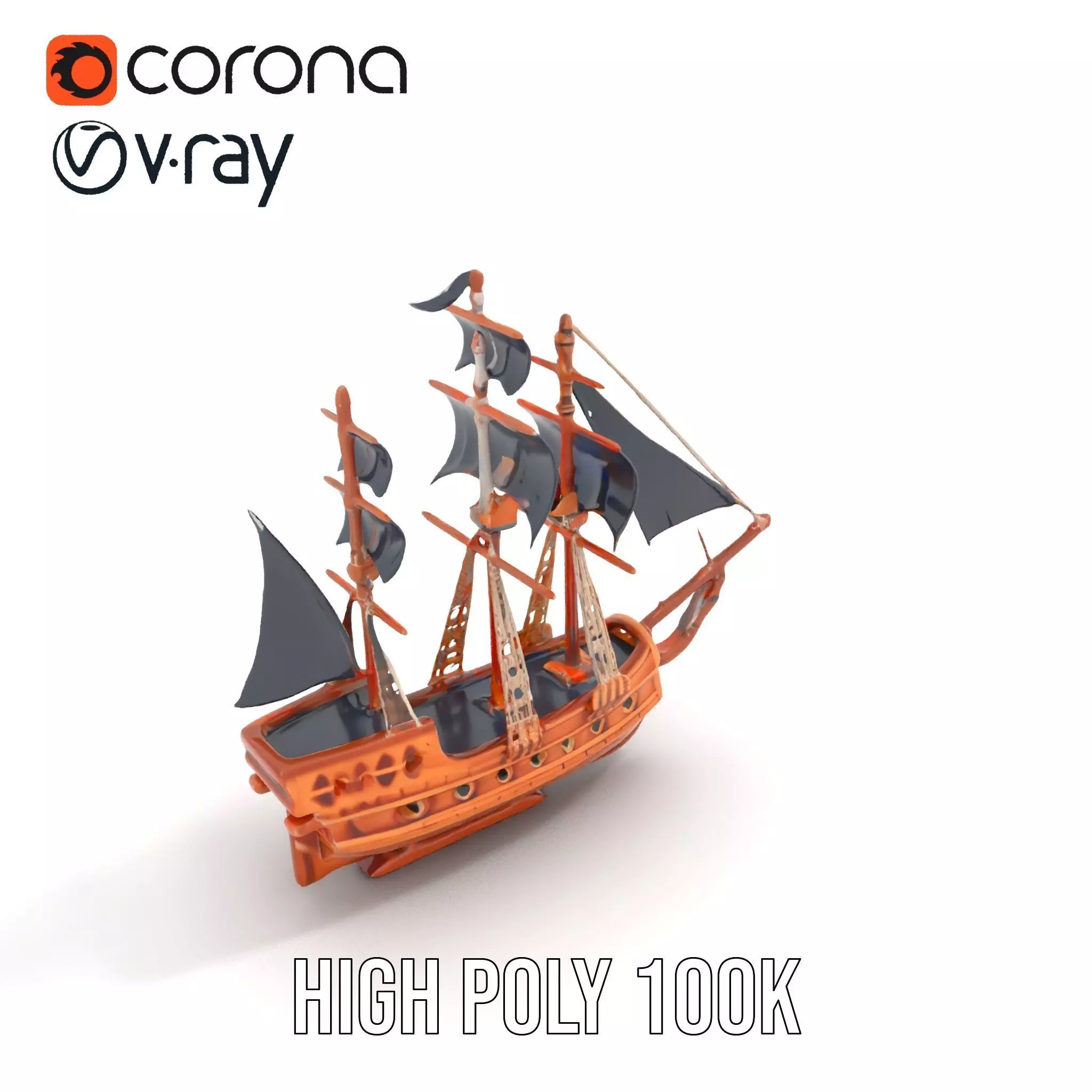 Grand Pirate Ship model pack Low-poly 3D model_28