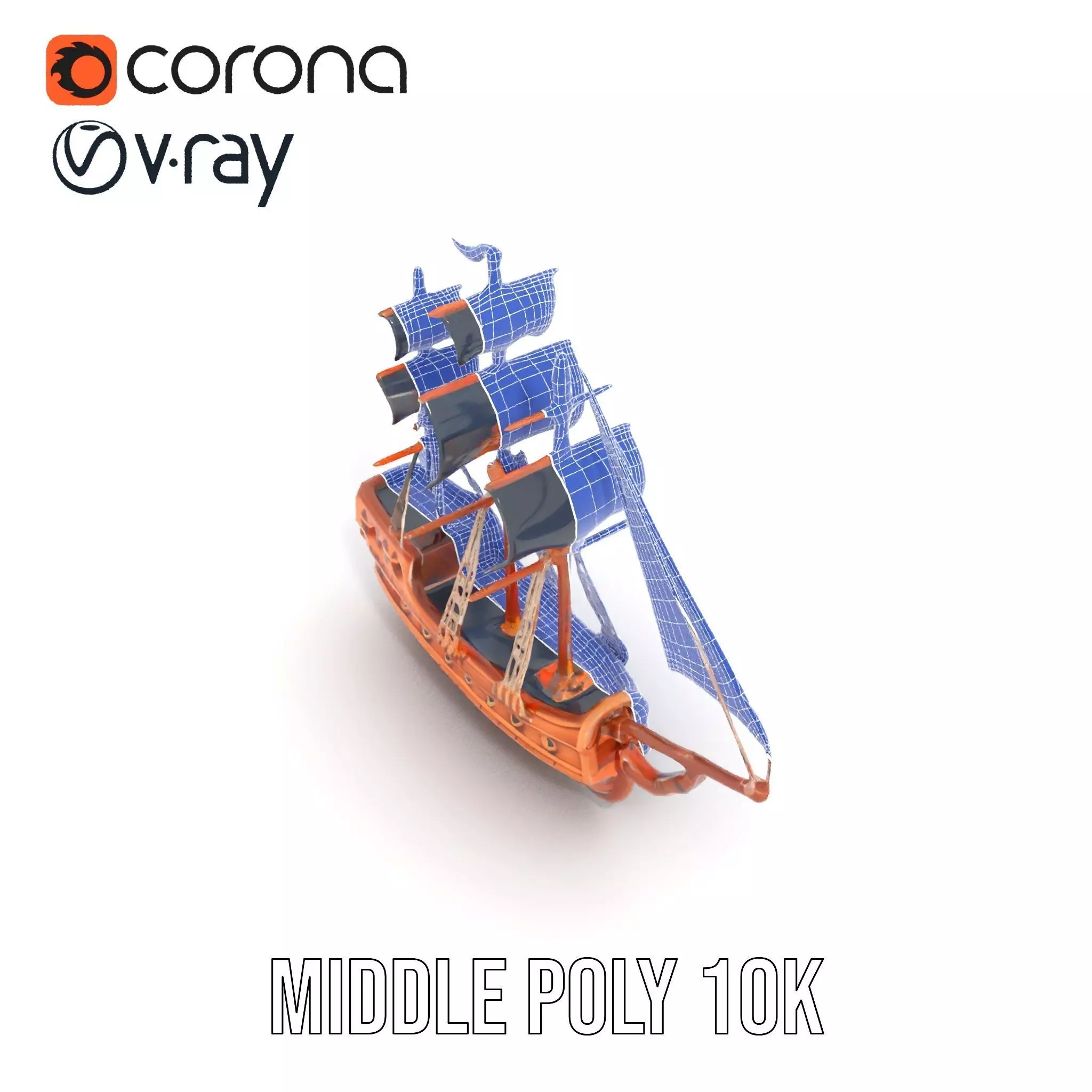 Grand Pirate Ship model pack Low-poly 3D model_19