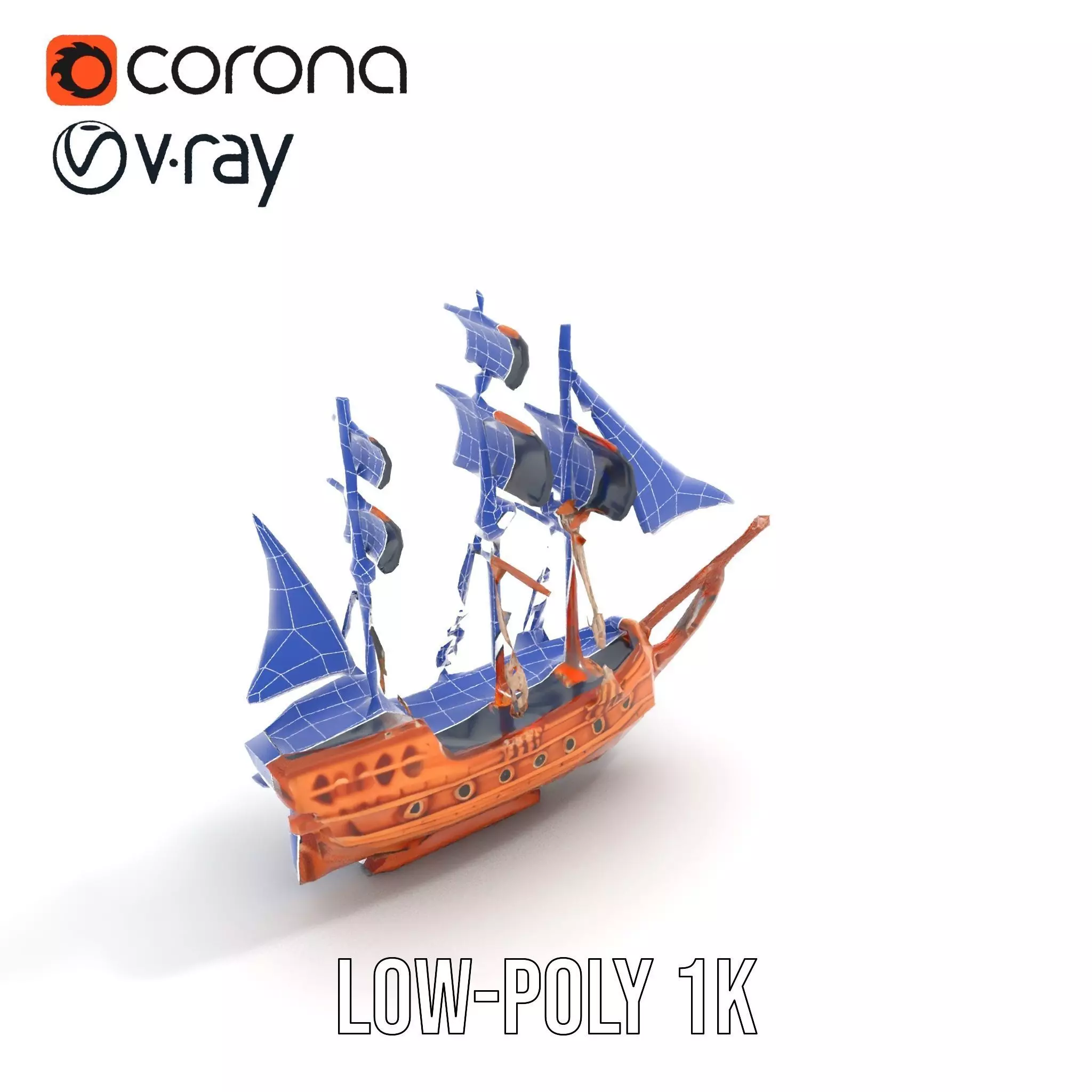 Grand Pirate Ship model pack Low-poly 3D model_25