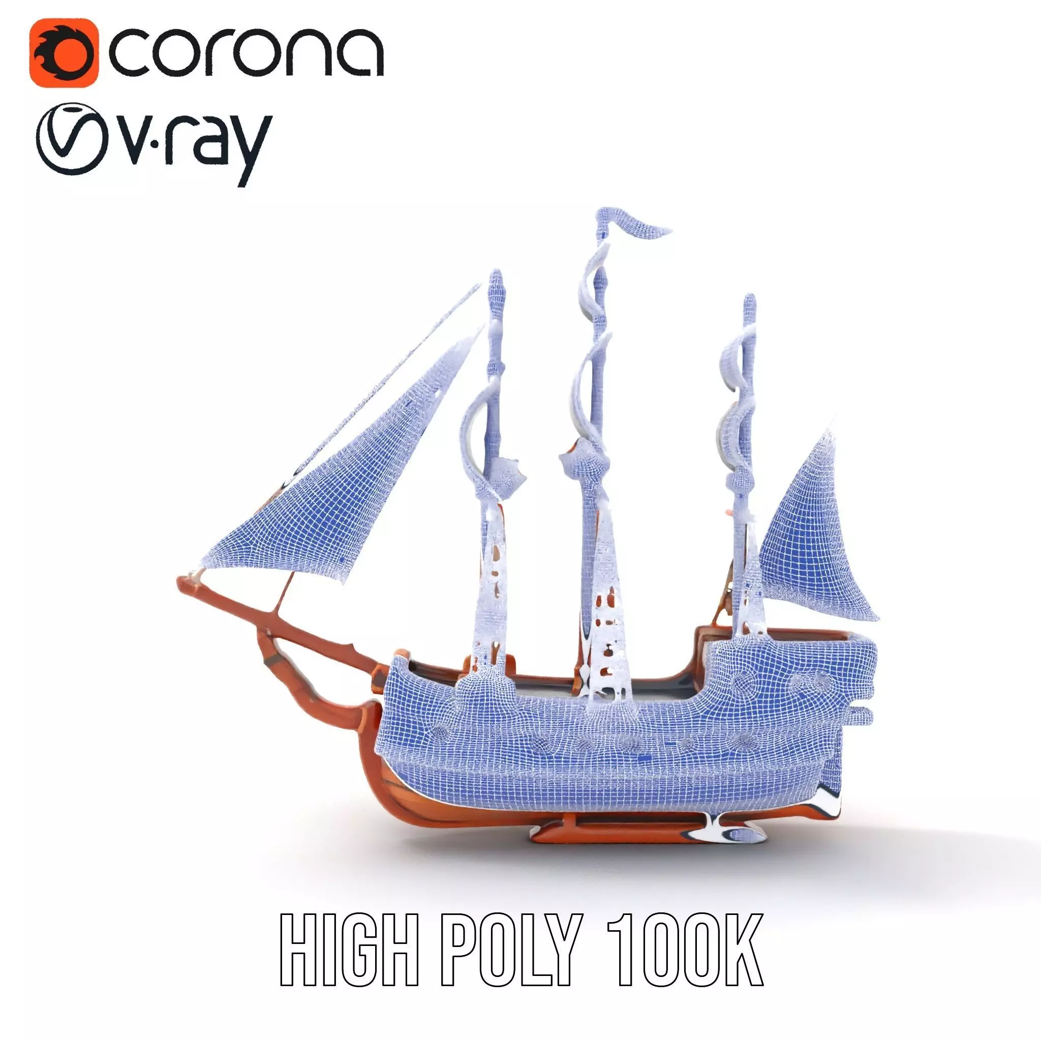 Grand Pirate Ship model pack Low-poly 3D model_31