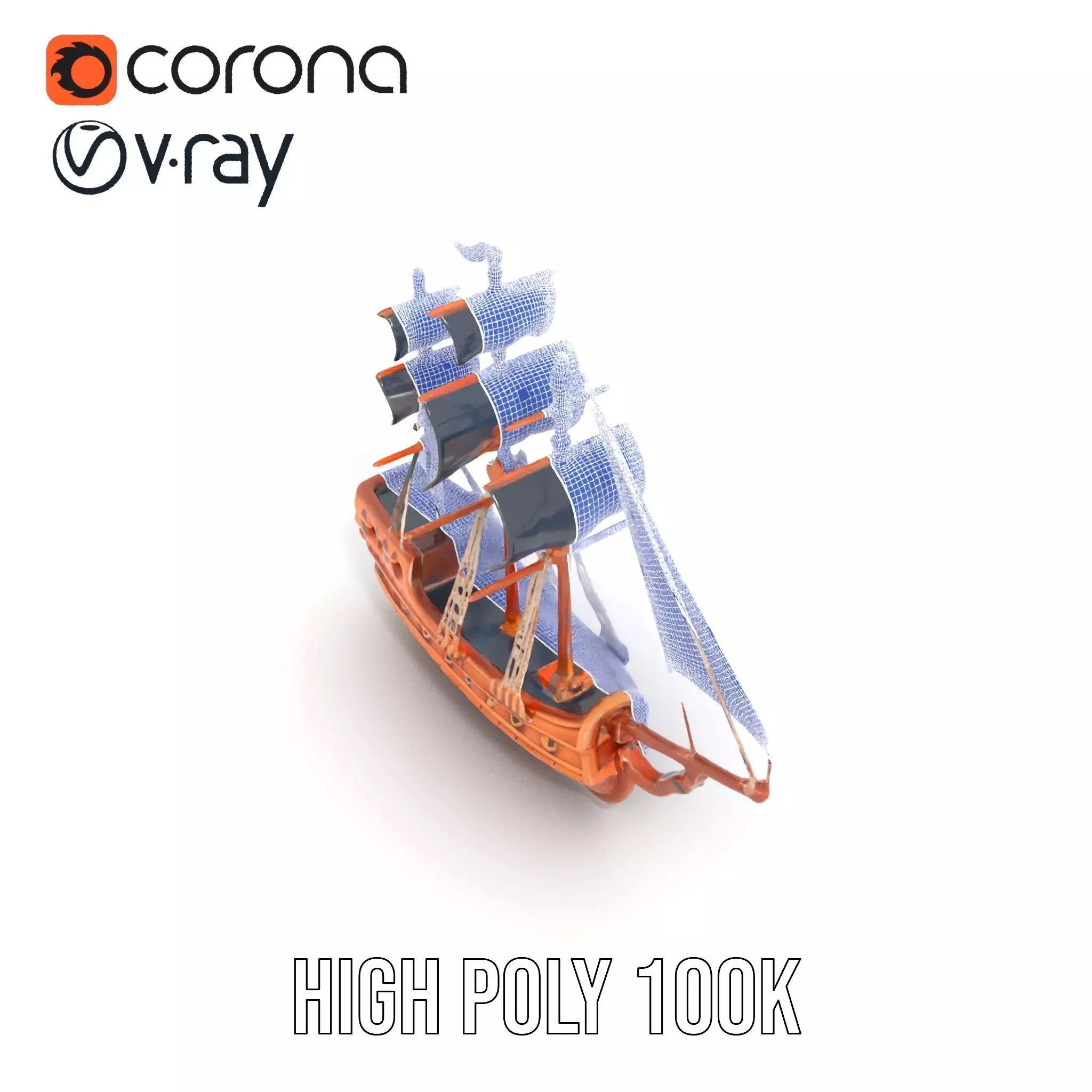 Grand Pirate Ship model pack Low-poly 3D model_34