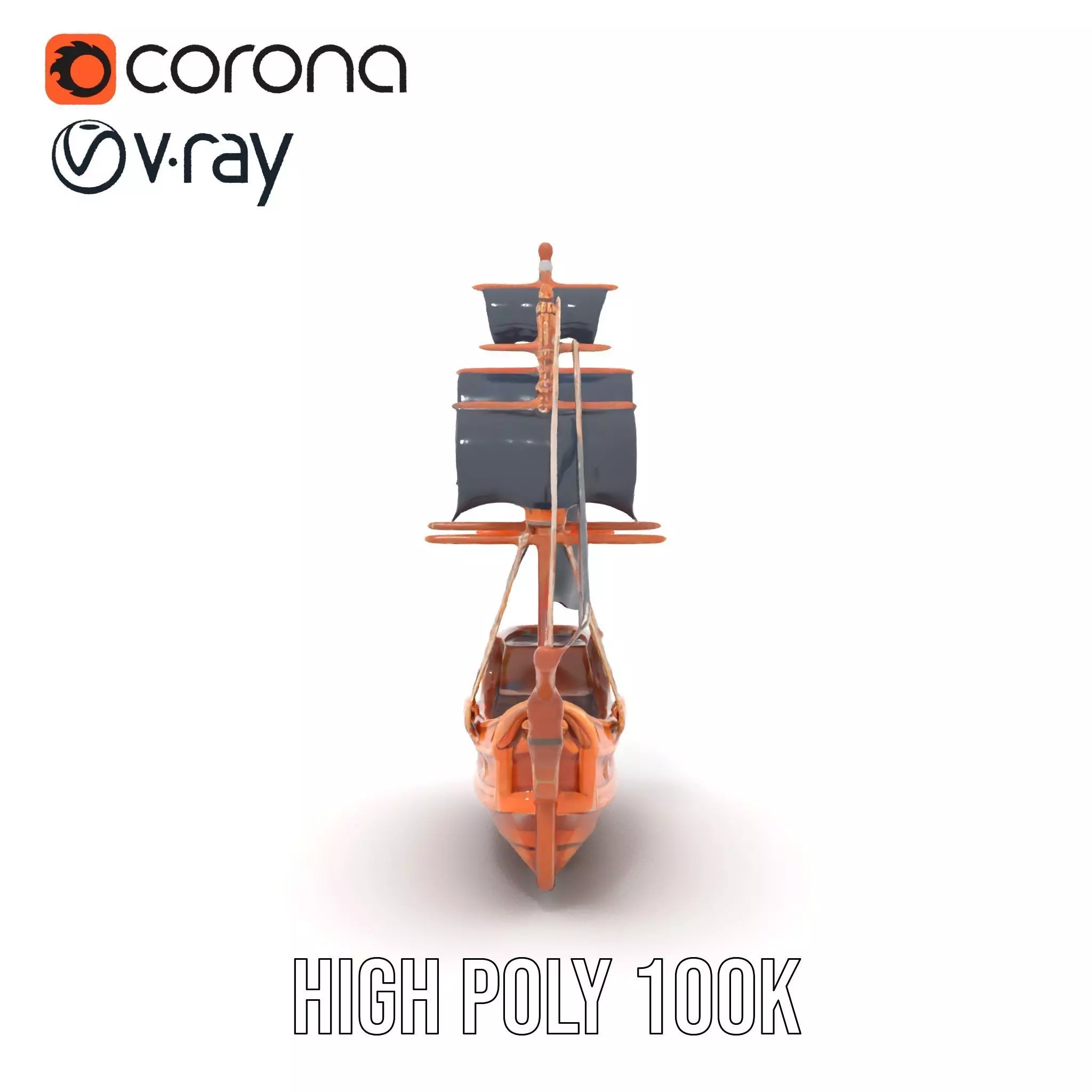 Grand Pirate Ship model pack Low-poly 3D model_23