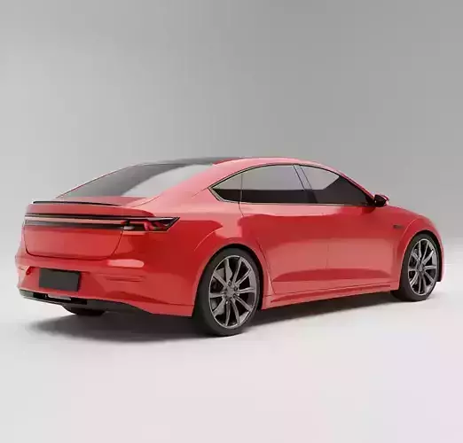 Red Electric Sedan 3D model 2