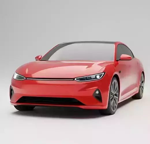Red Electric Sedan 3D model