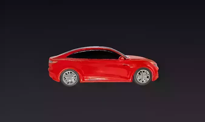 Red Electric Sedan 3D model 4