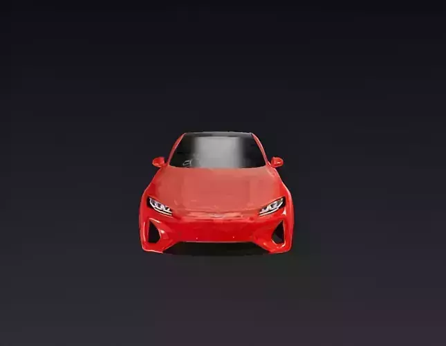 Red Electric Sedan 3D model 3